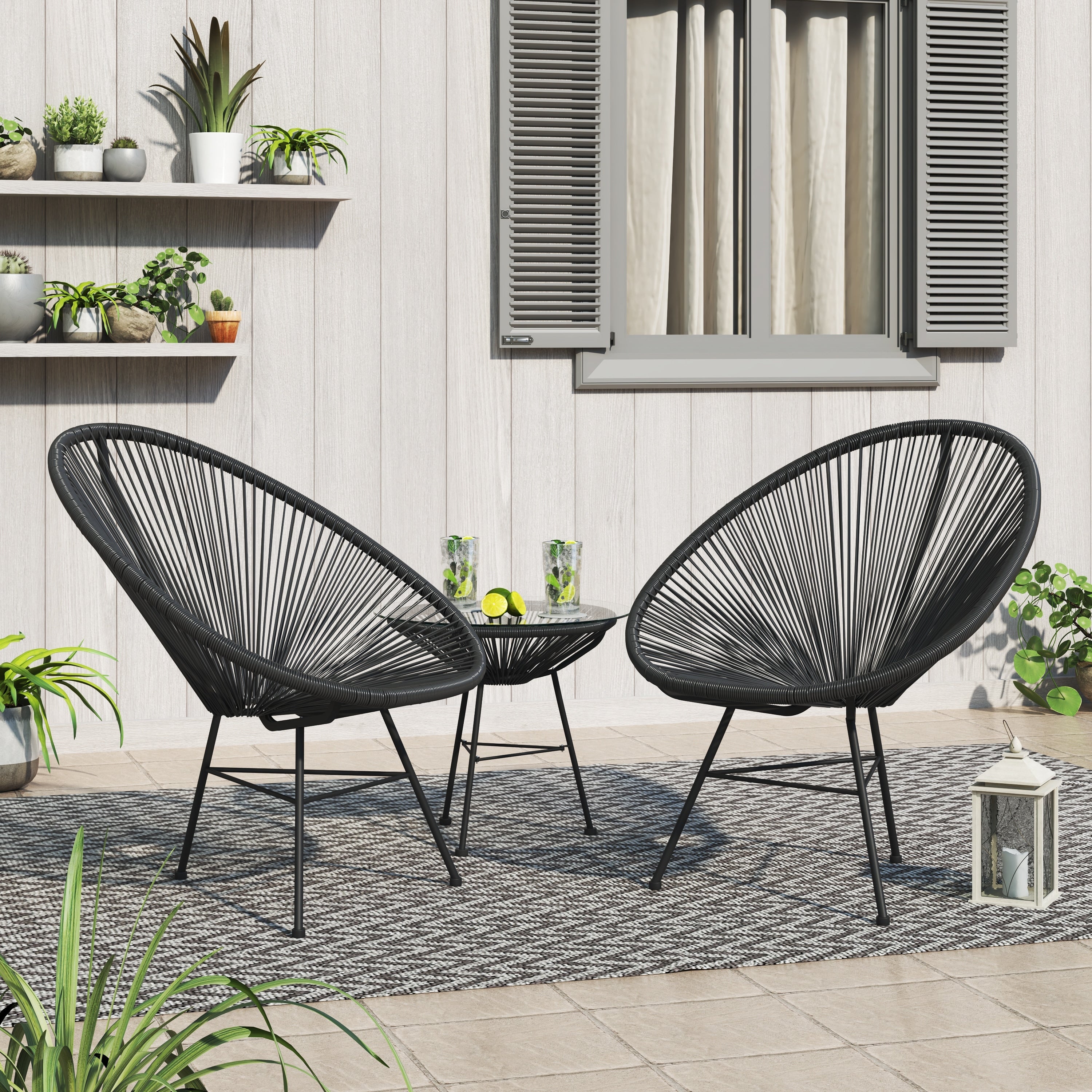 Corvus Sarcelles 3-Piece Modern Wicker Acapulco Bistro Set