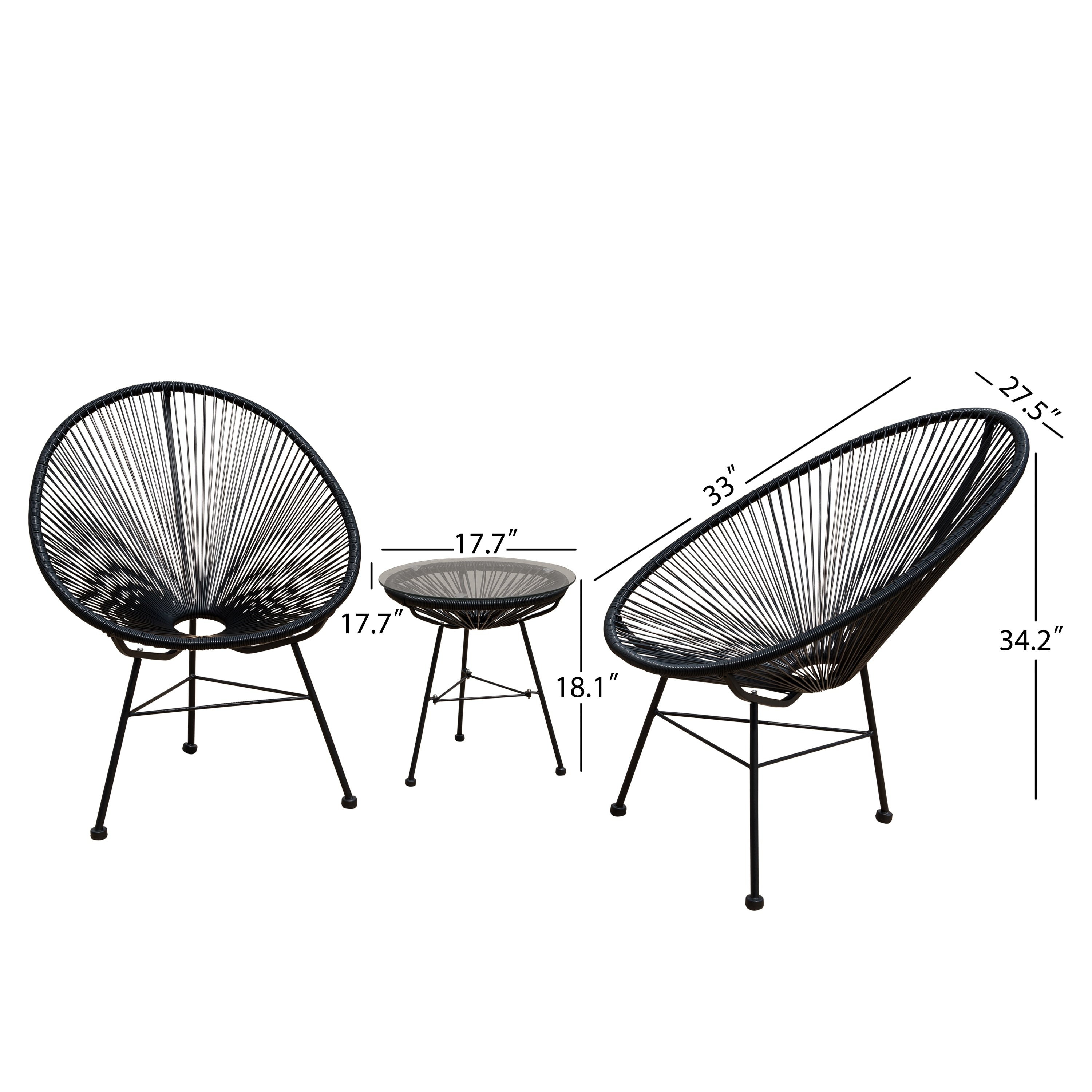 Corvus Sarcelles 3-Piece Modern Wicker Acapulco Bistro Set