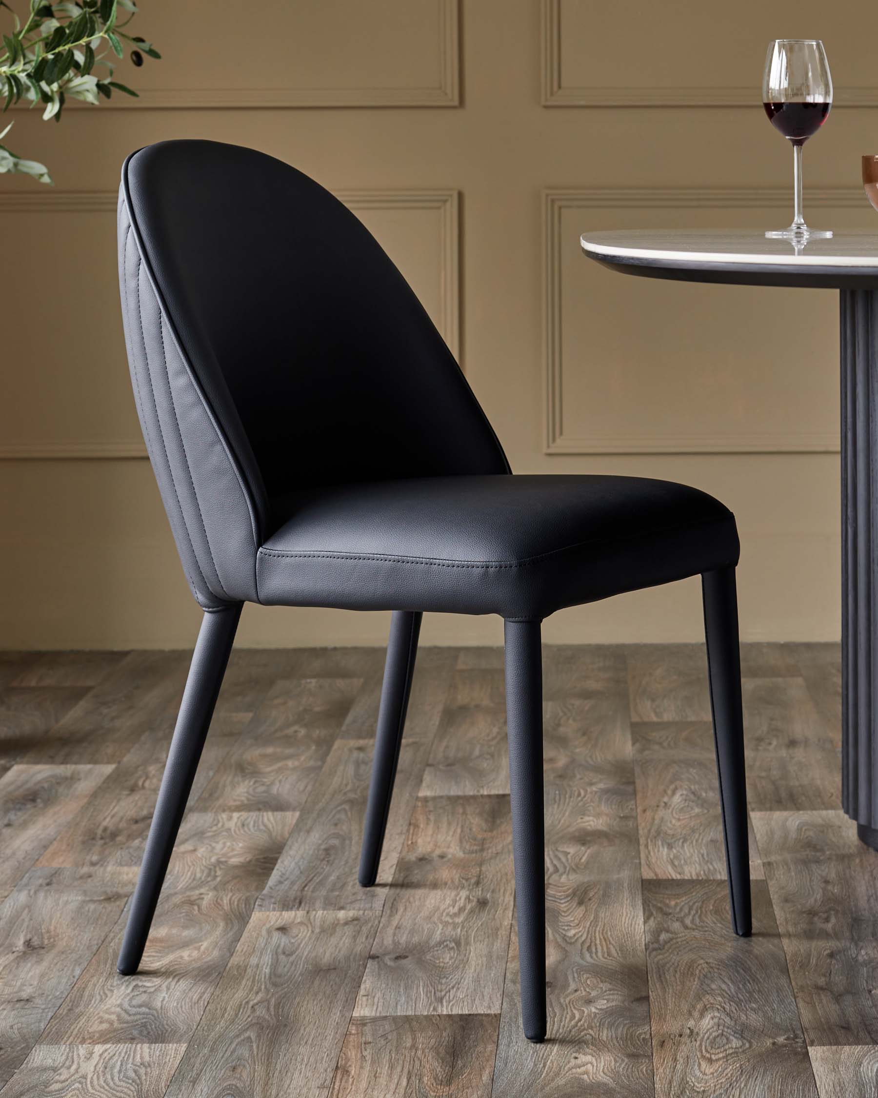 Saylor black faux leather dining chair