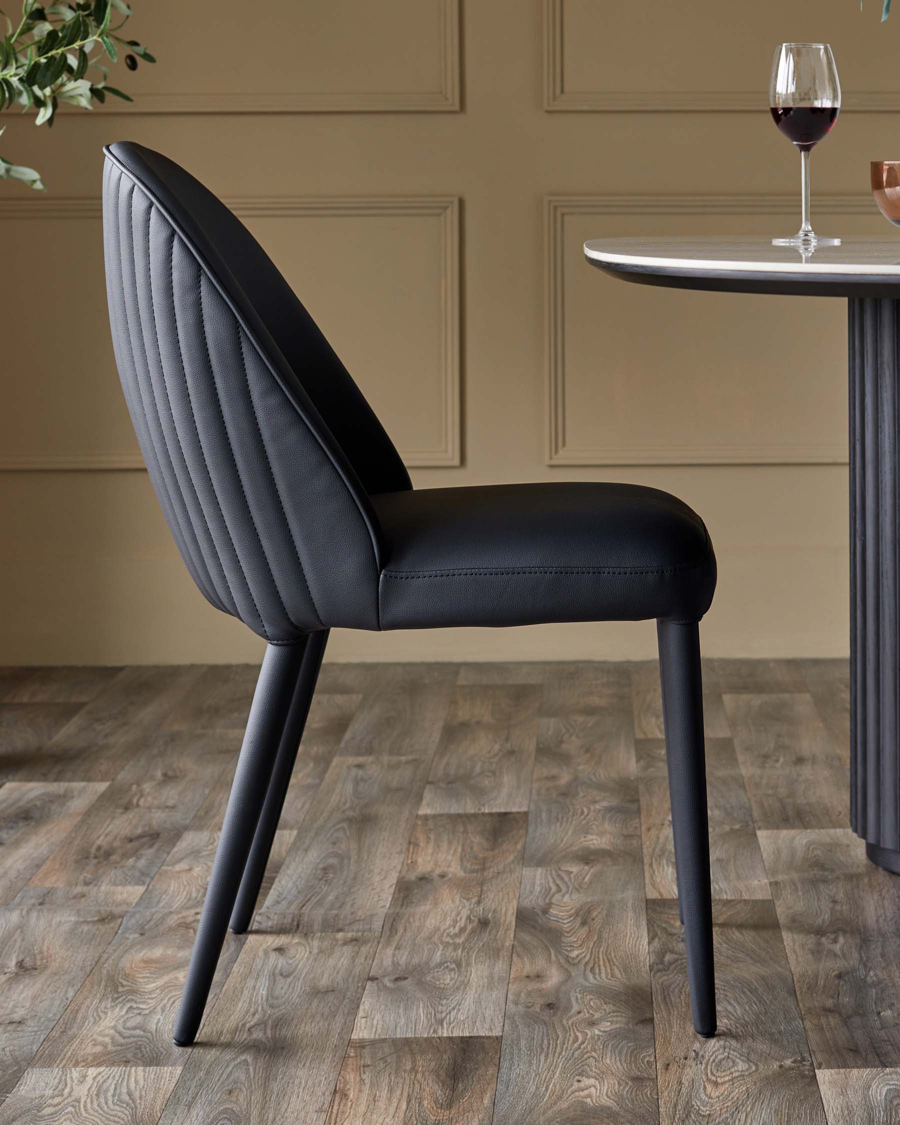 Saylor black faux leather dining chair