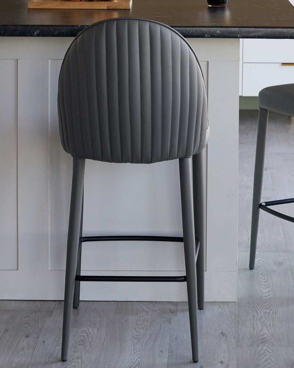 Saylor dark grey faux leather bar stool