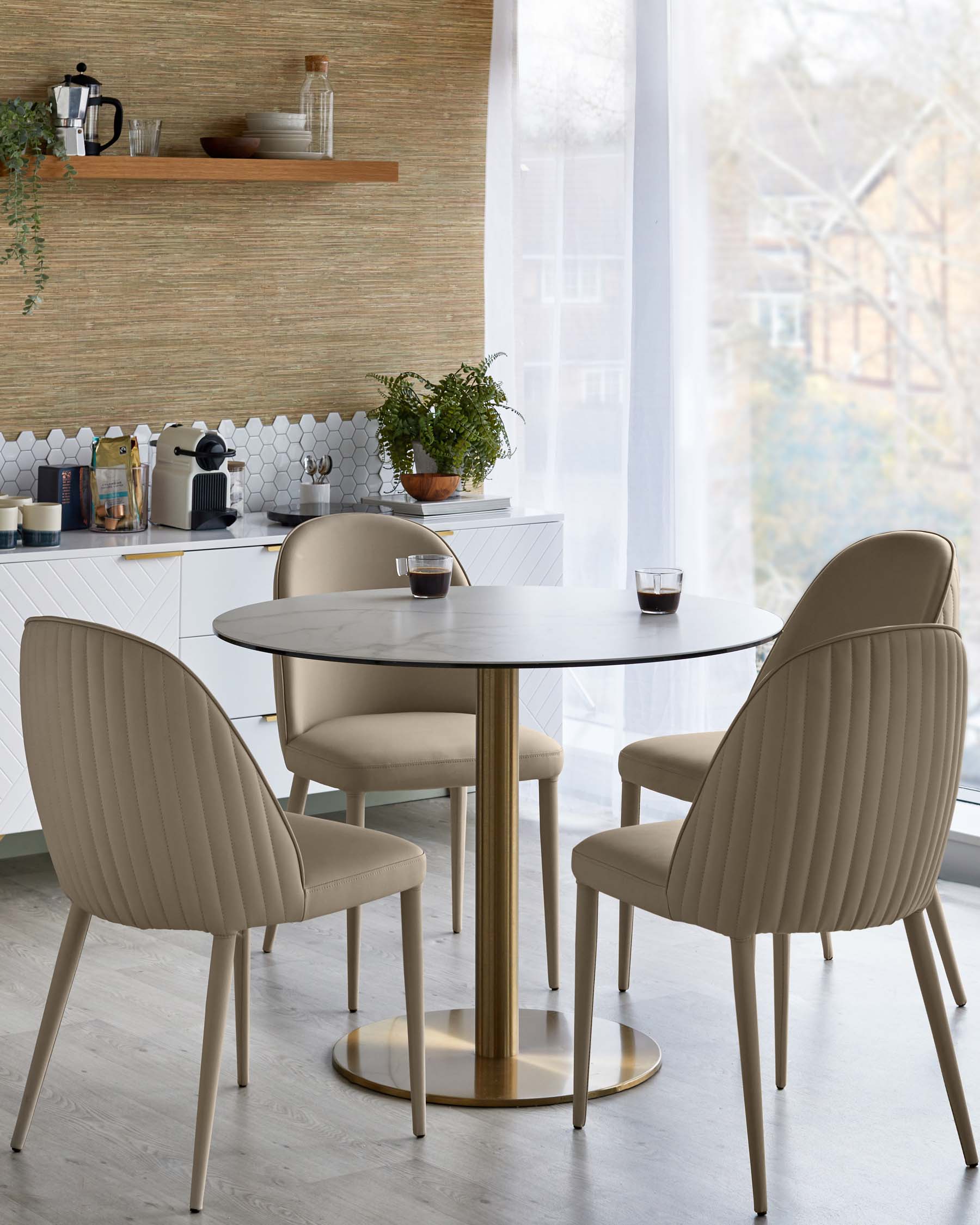 Saylor natural faux leather dining chair