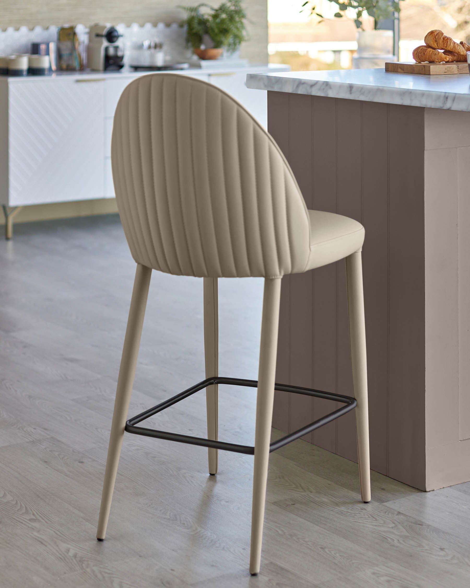 Saylor natural faux leather bar stool