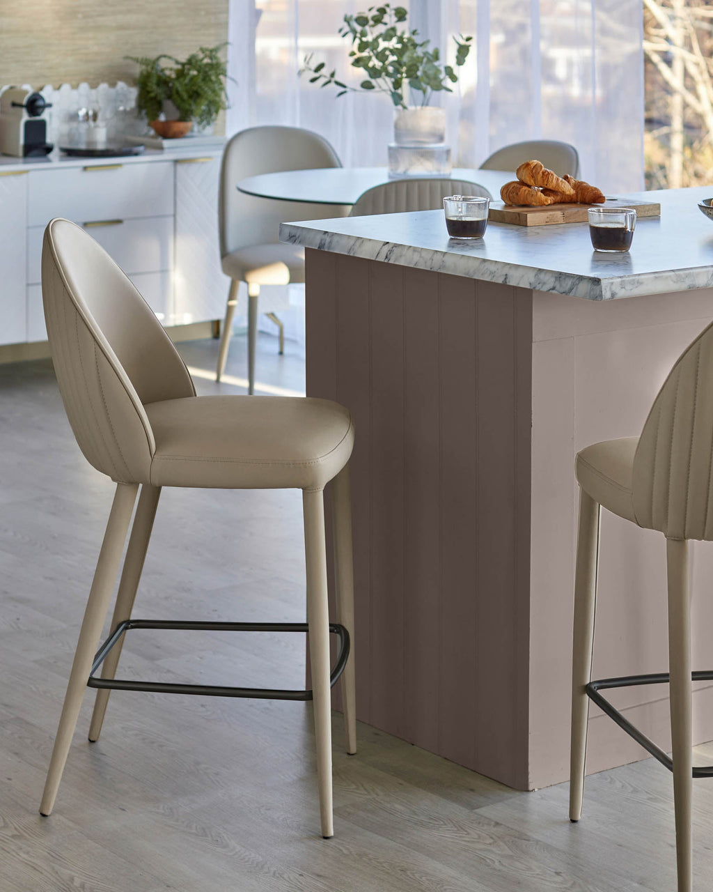 Saylor natural faux leather bar stool