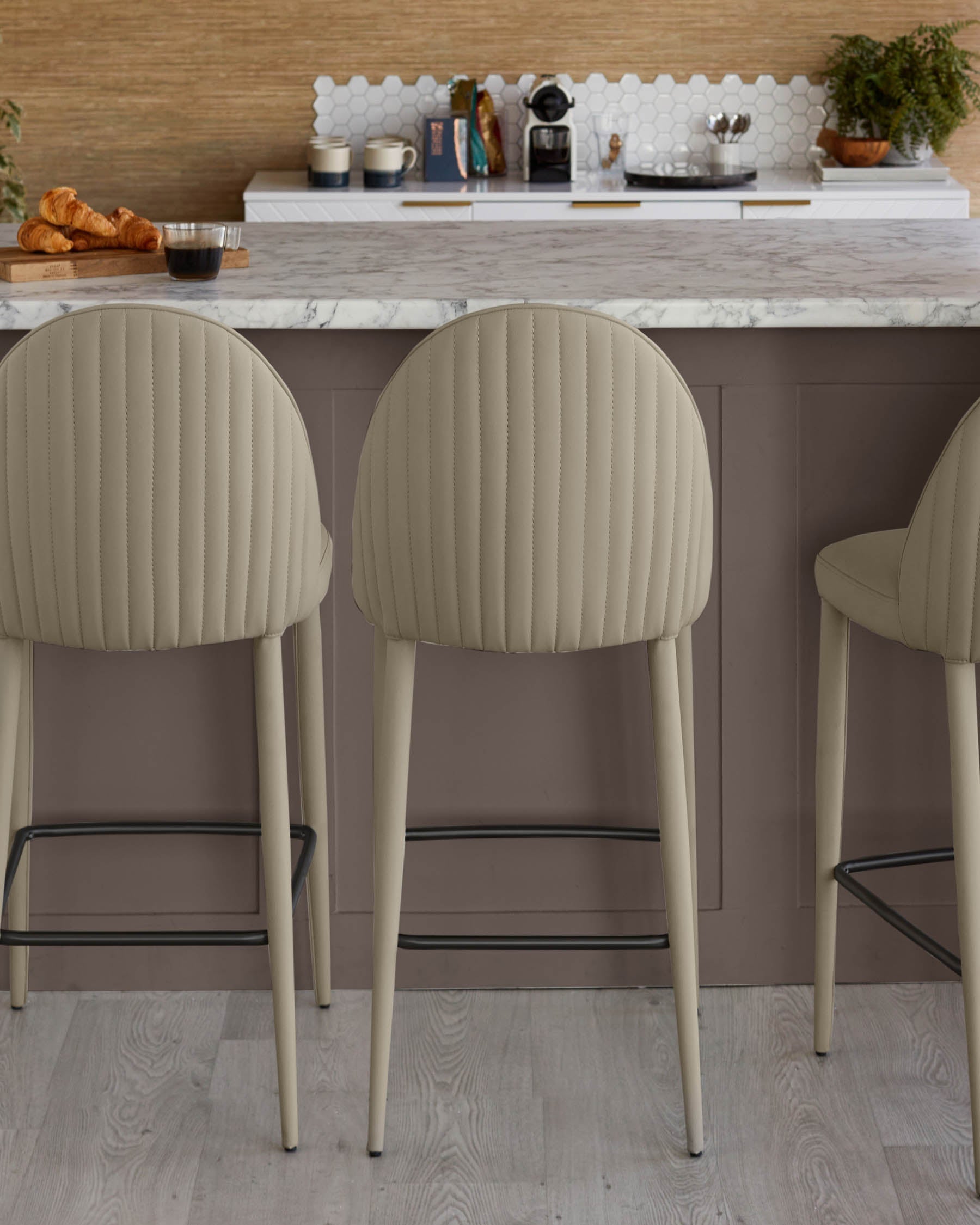 Saylor natural faux leather bar stool