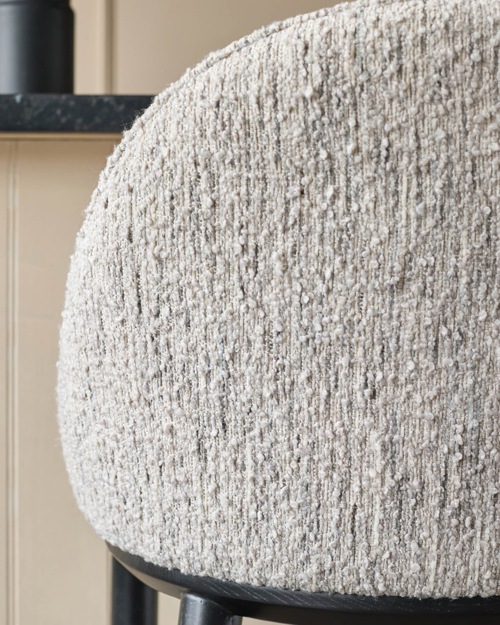 Scarlett cream boucle and natural grey chenille bar stool