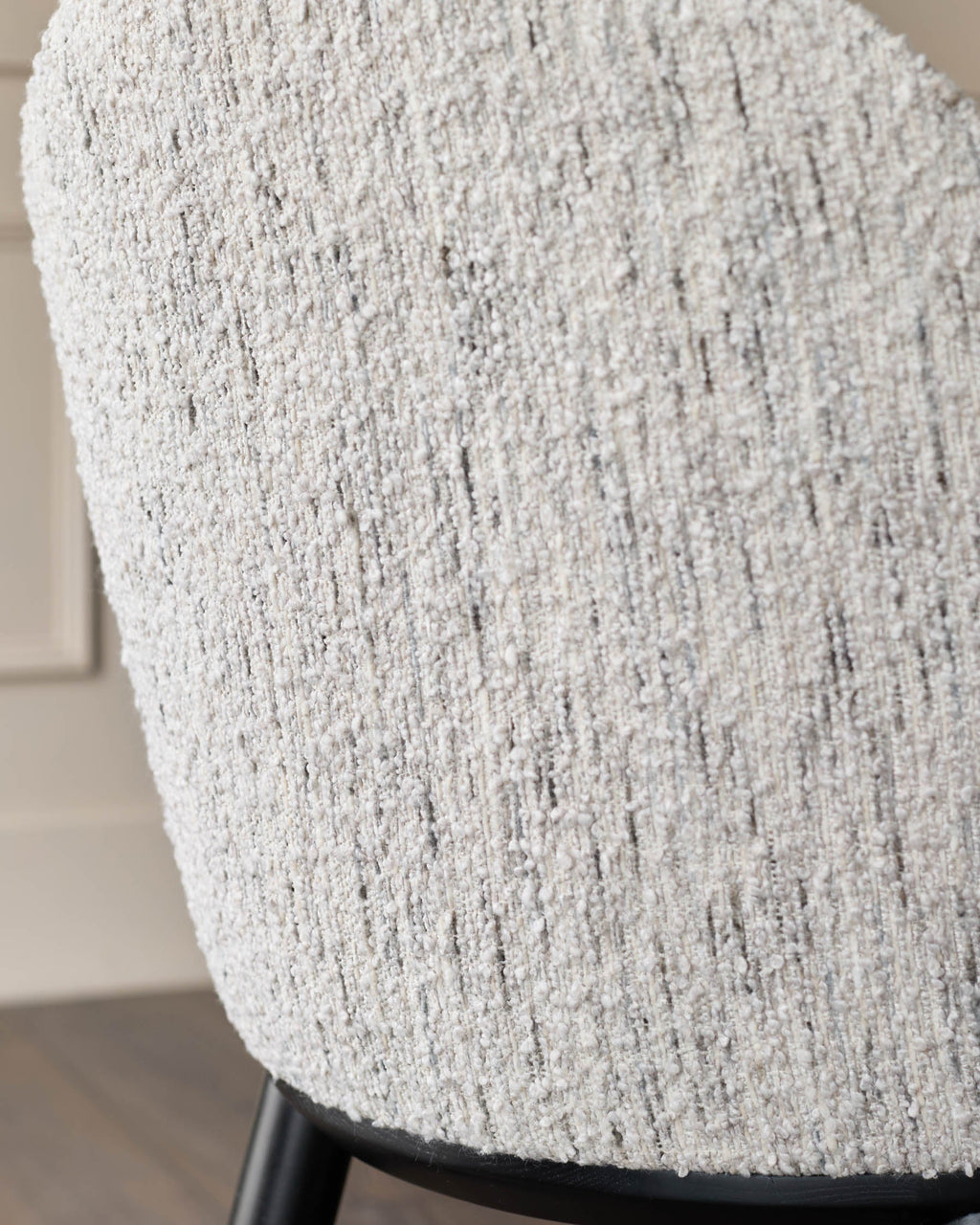 Scarlett cream boucle and natural grey chenille dining chair