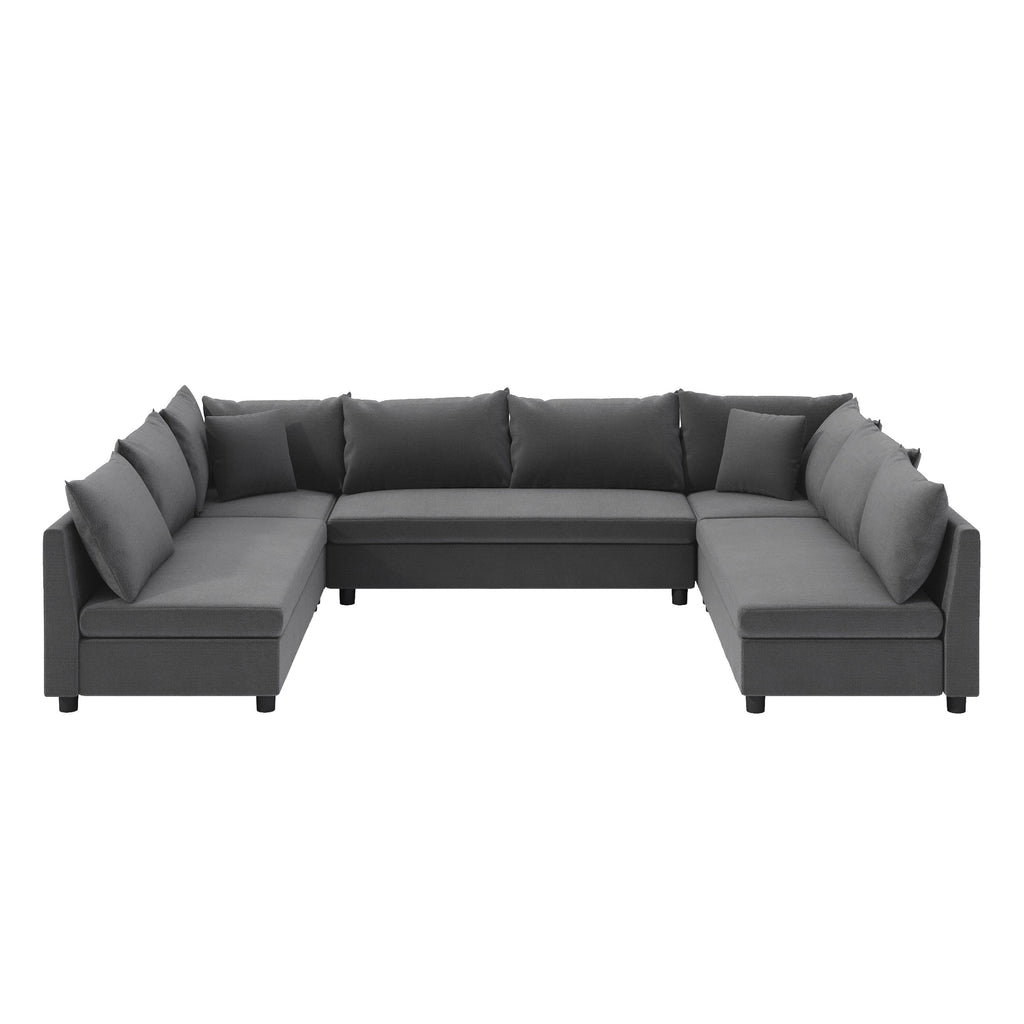 Sectional Sofa,Reversible U Shaped Chenille Couch Set,Free Combination,Oversized 8 Seat Convertible Sofa