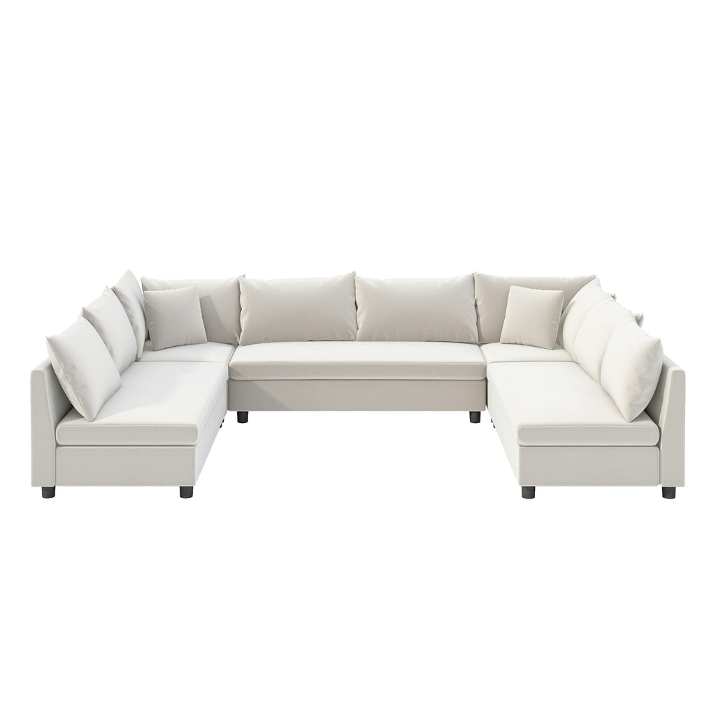 Sectional Sofa,Reversible U Shaped Chenille Couch Set,Free Combination,Oversized 8 Seat Convertible Sofa