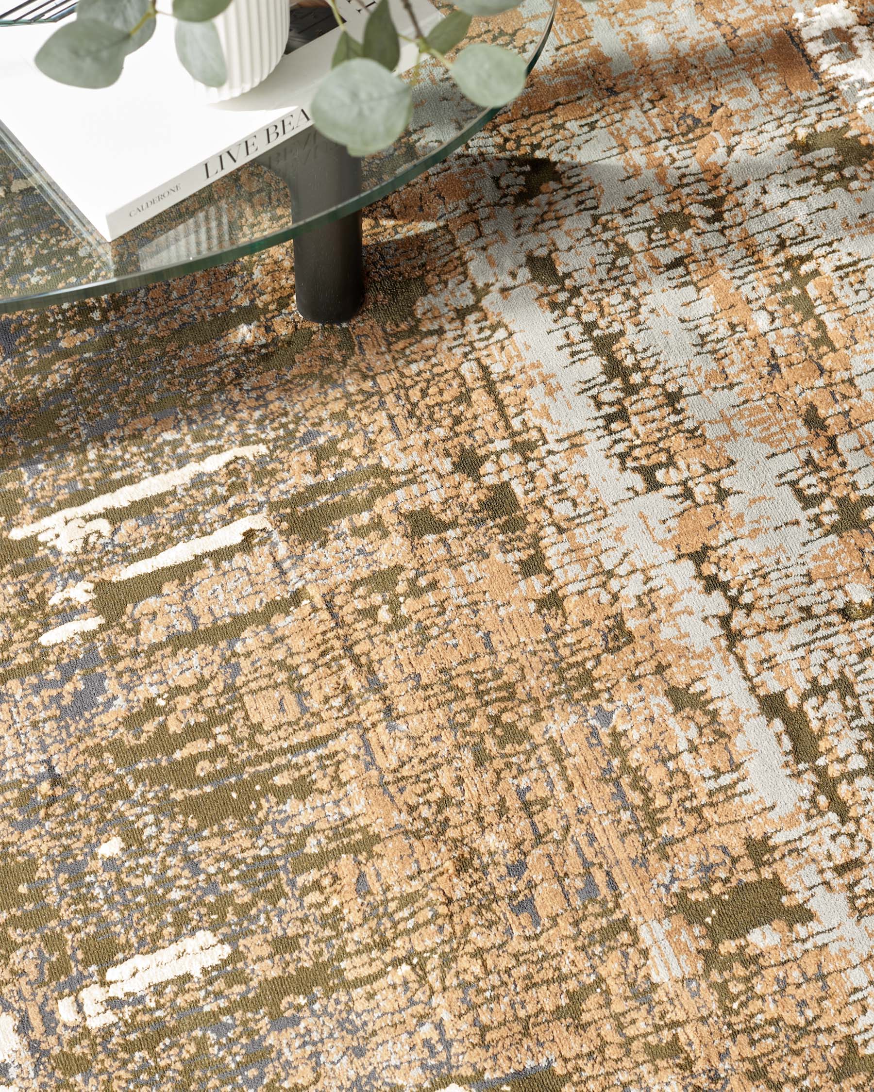 Sepia mixed metallics textured large rug