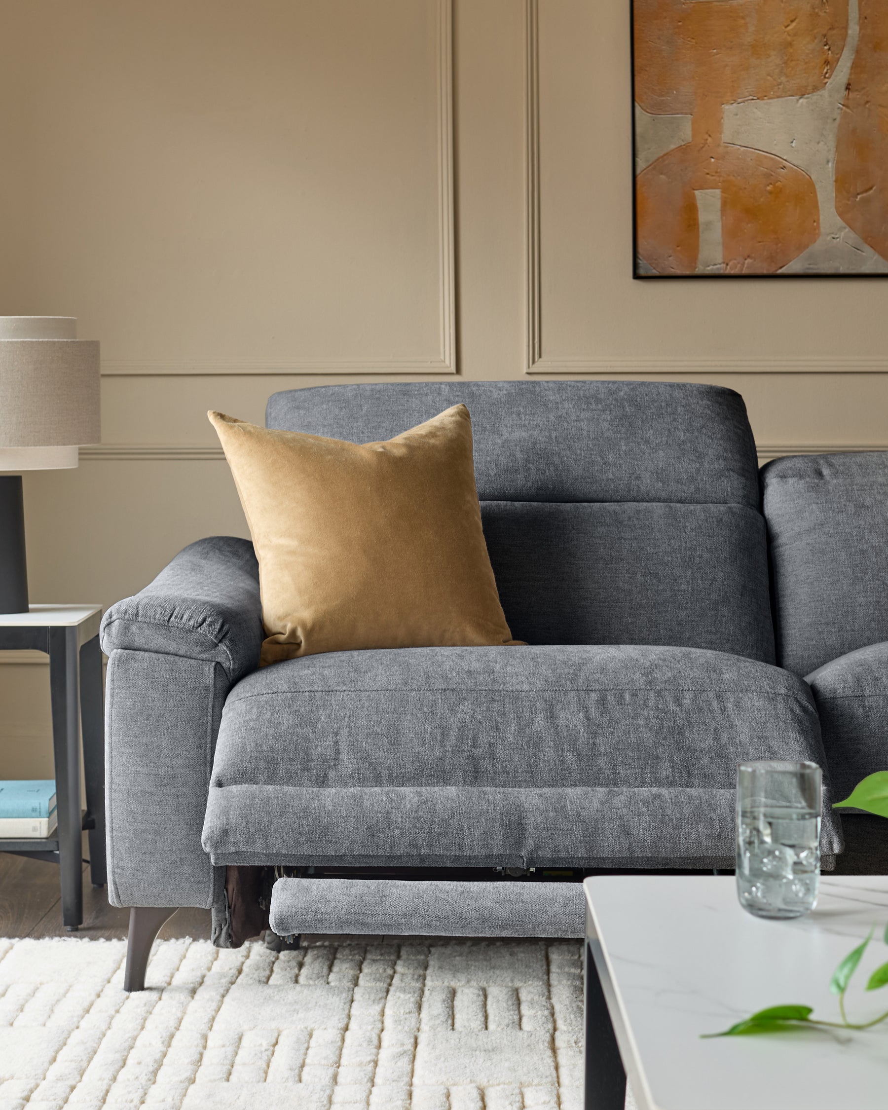 Serene blue grey chenille 3 seater recliner sofa