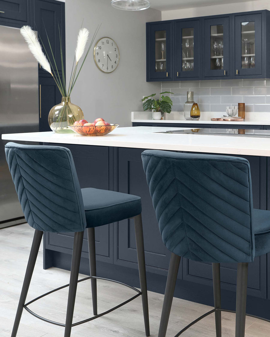 Serena Dark Blue Velvet Bar stool