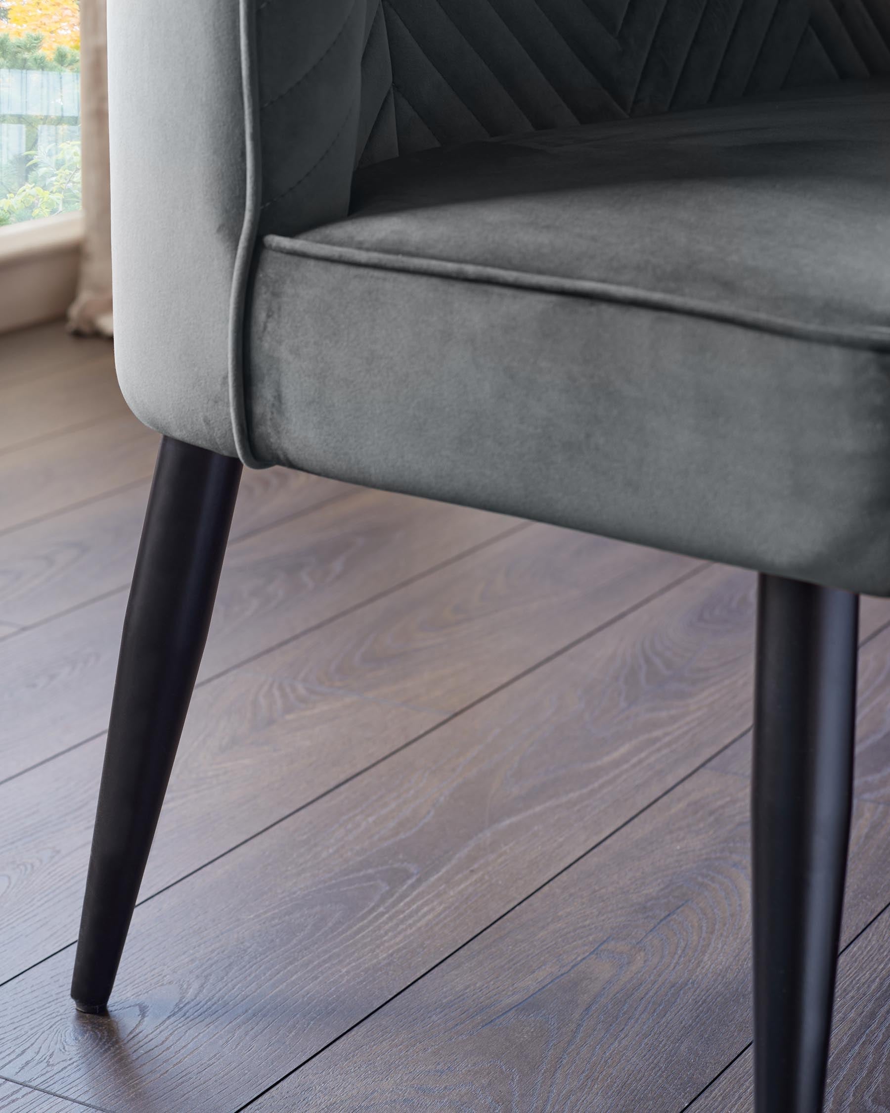 Serena dark grey velvet 3 seater dining bench