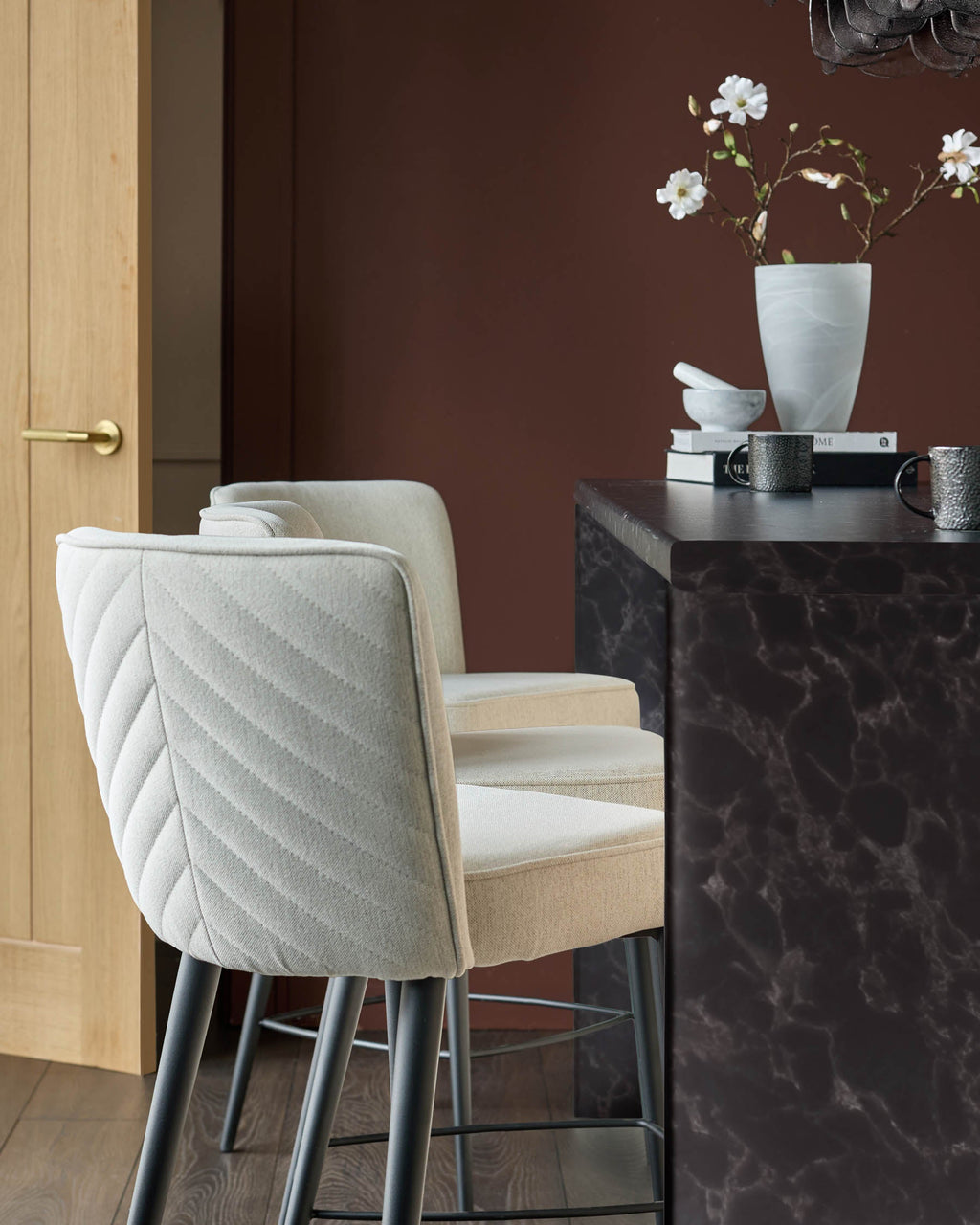 Serena ivory dual tone fabric bar stool