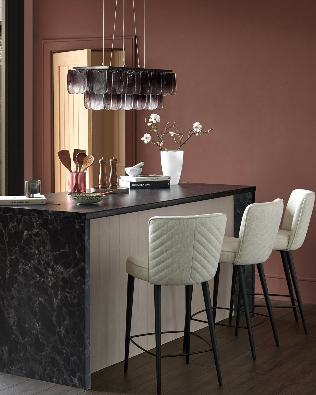 Serena ivory dual tone fabric bar stool