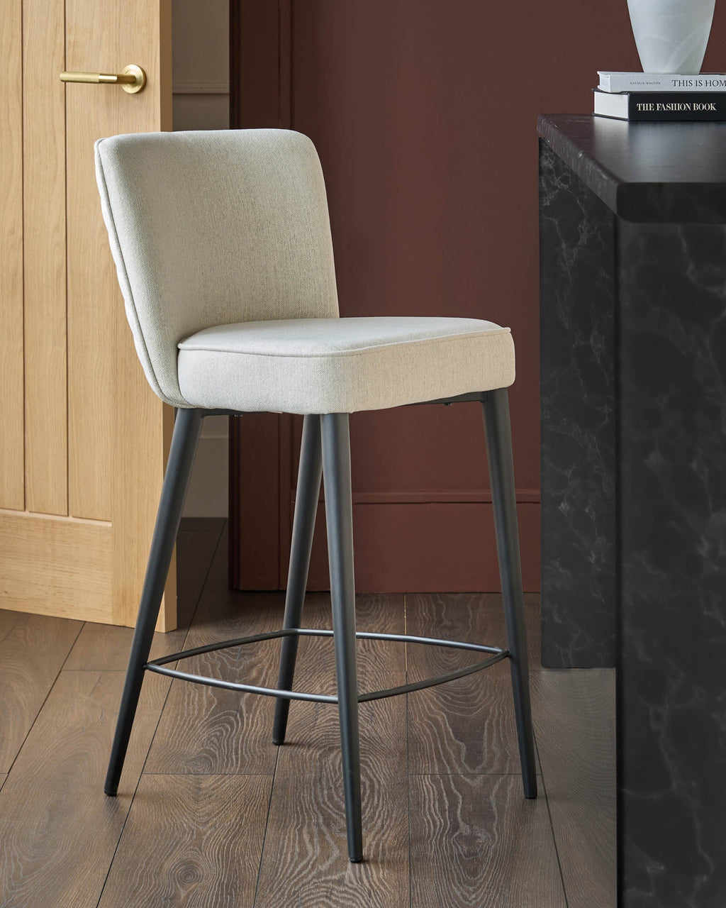 Serena ivory dual tone fabric bar stool