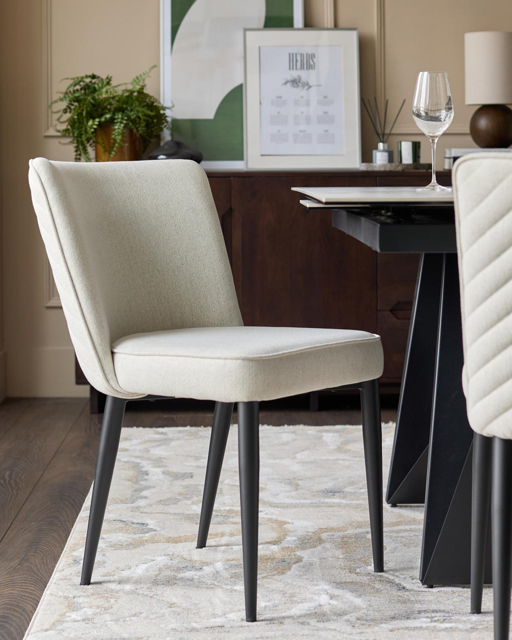 Serena ivory dual tone fabric dining chair