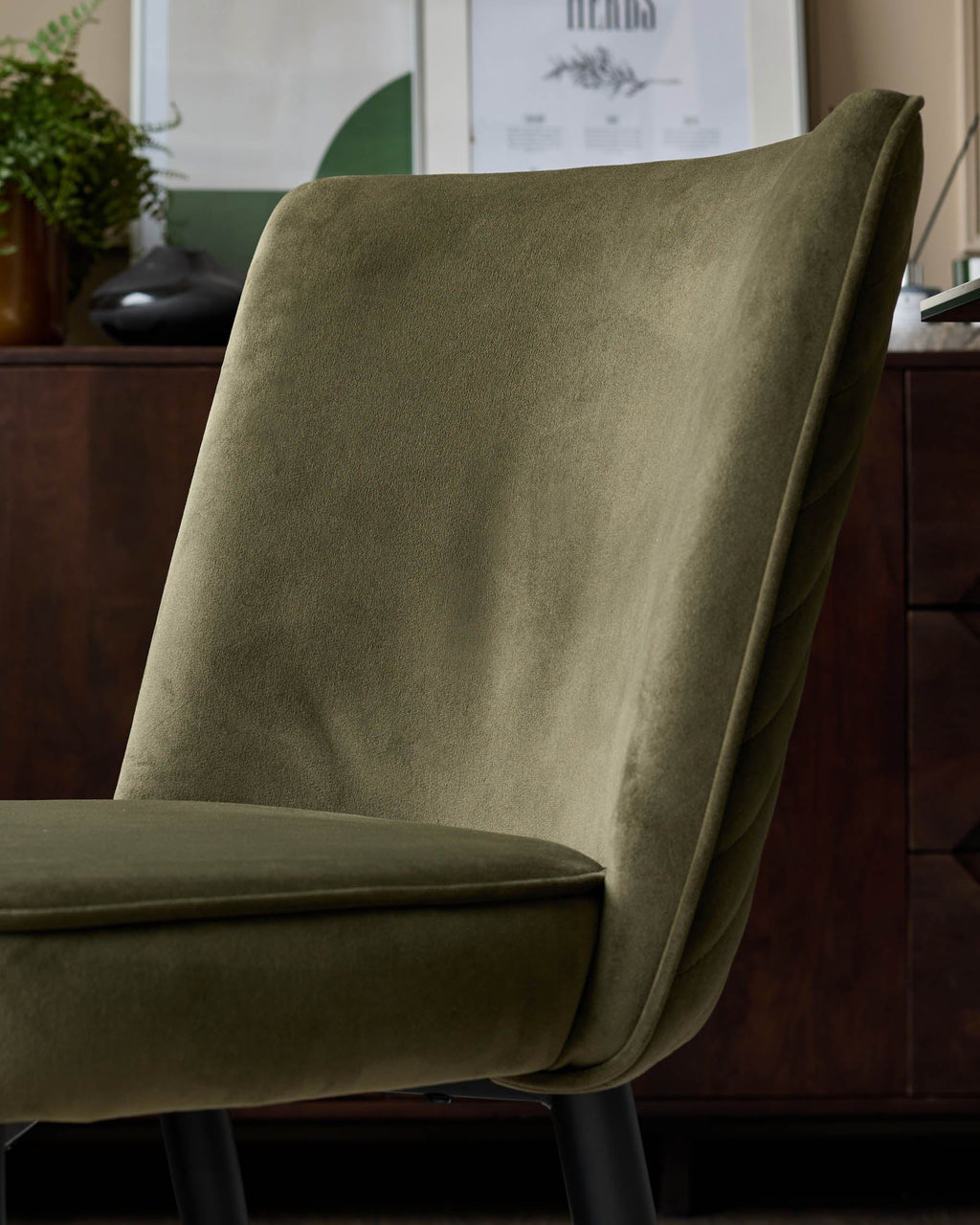 Serena olive green velvet dining chair
