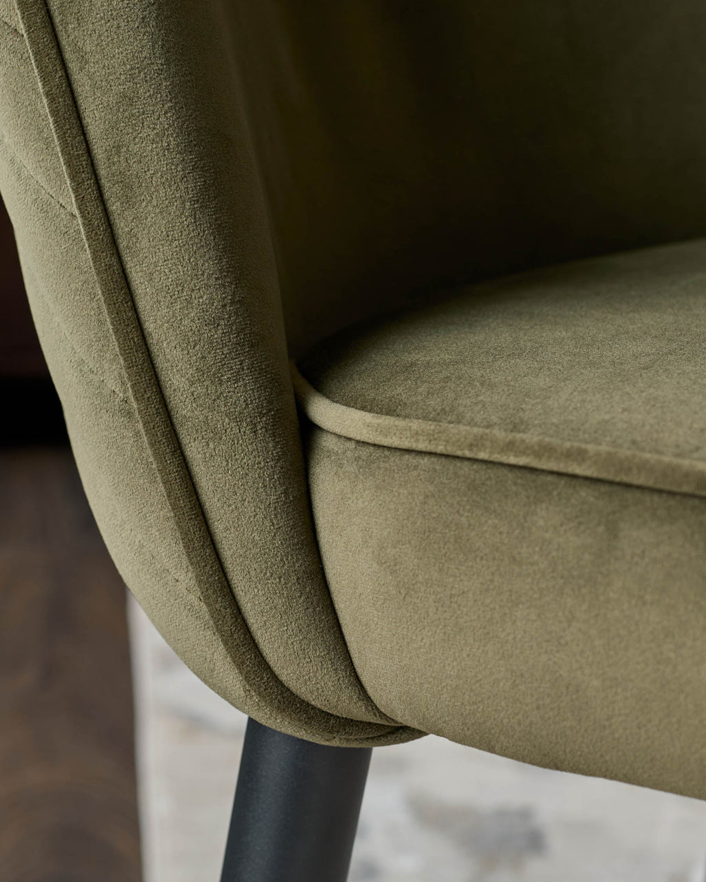 Serena olive green velvet dining chair