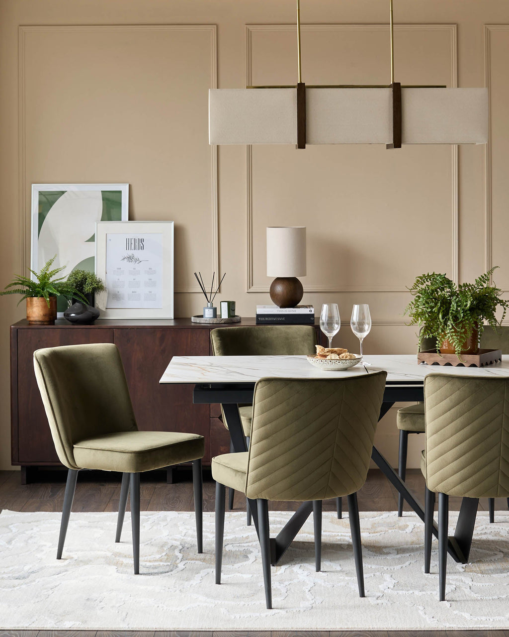 Serena olive green velvet dining chair
