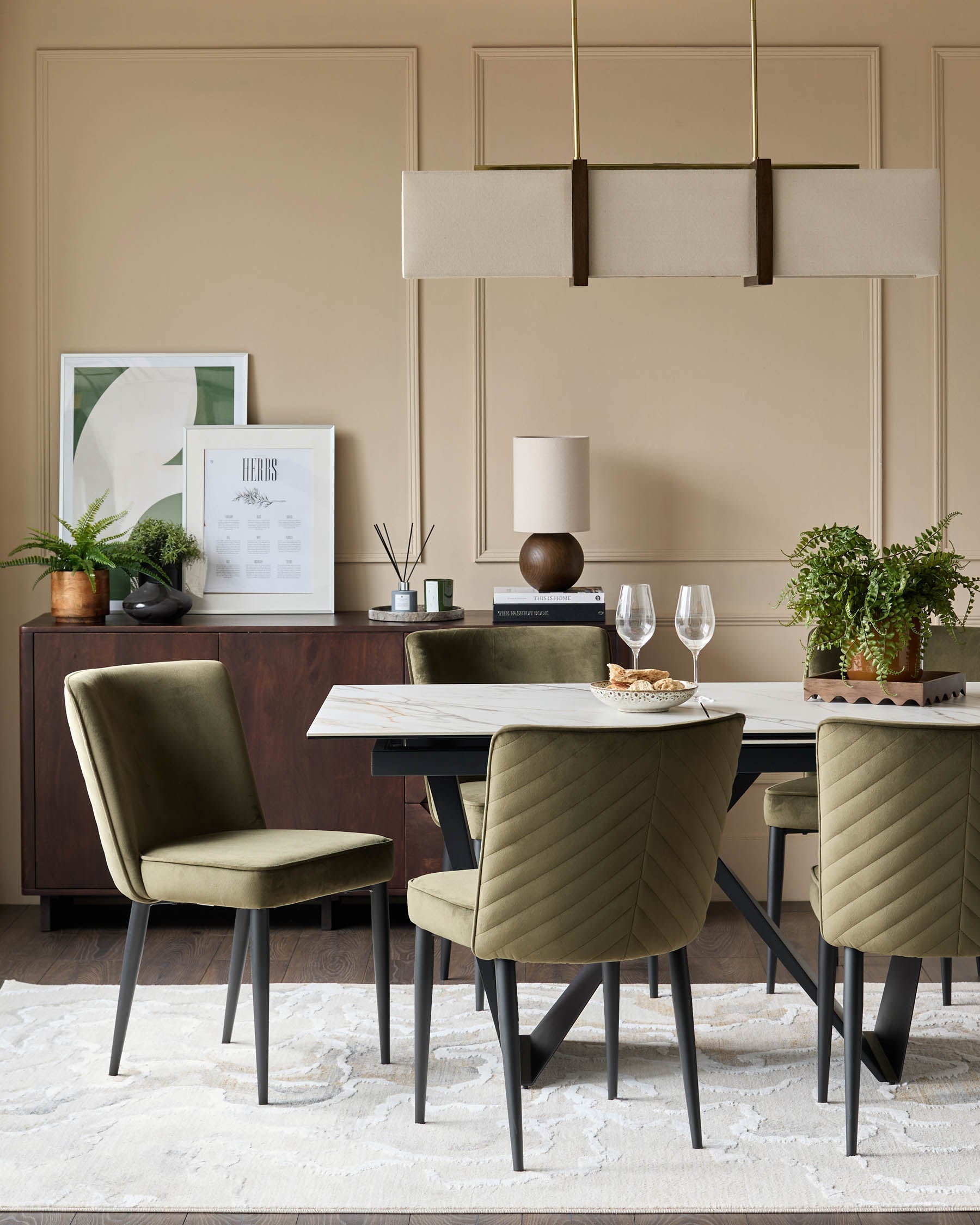 Serena olive green velvet dining chair