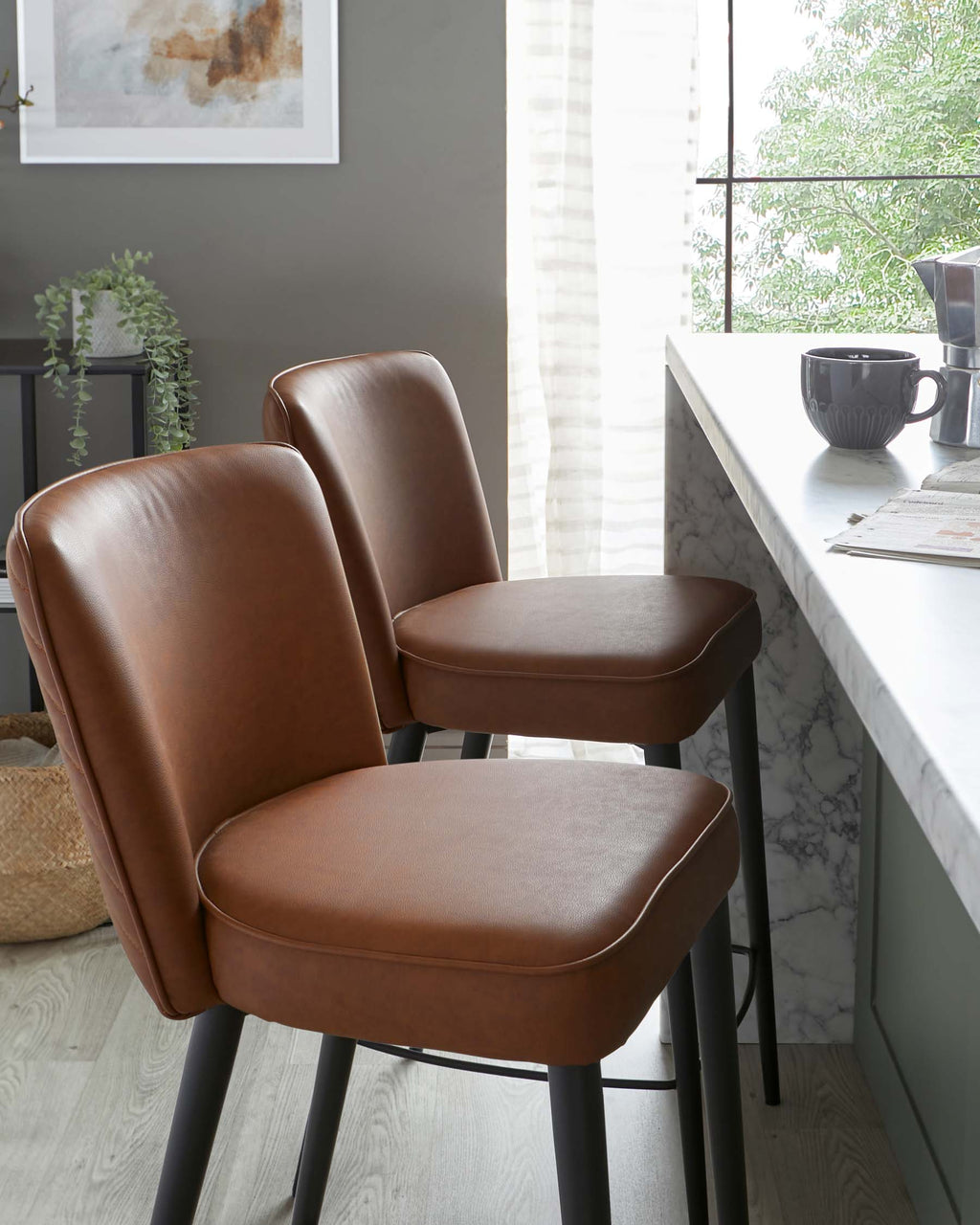 Serena tan faux leather bar stool
