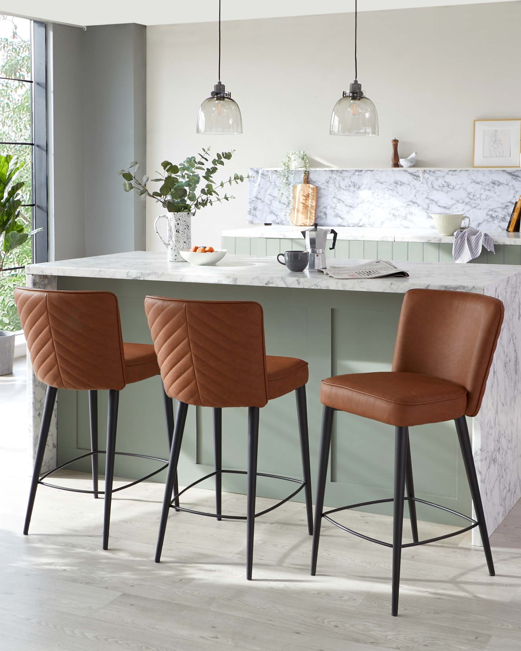 Serena tan faux leather bar stool