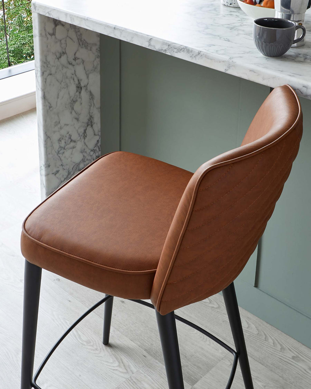 Serena tan faux leather bar stool