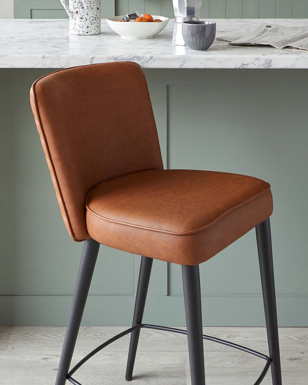 Serena tan faux leather bar stool