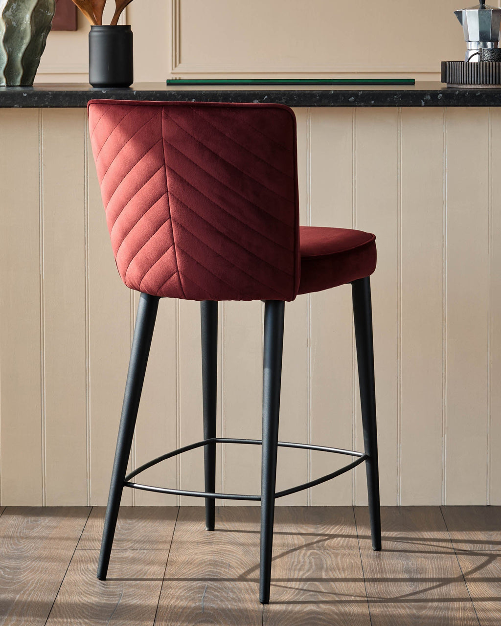 Serena toffee red velvet bar stool