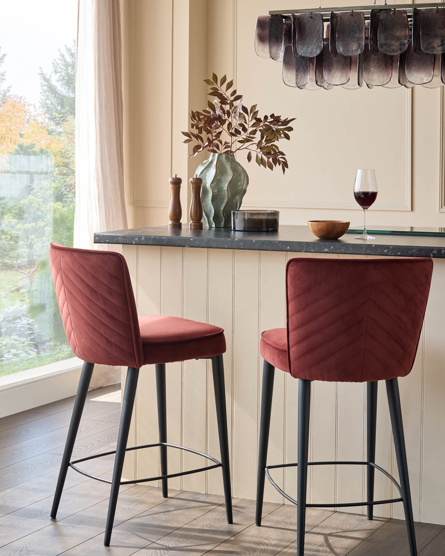 Serena toffee red velvet bar stool