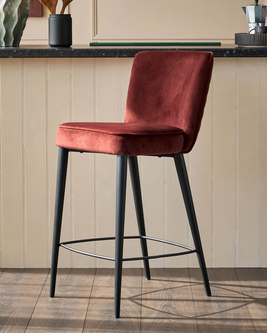 Serena toffee red velvet bar stool
