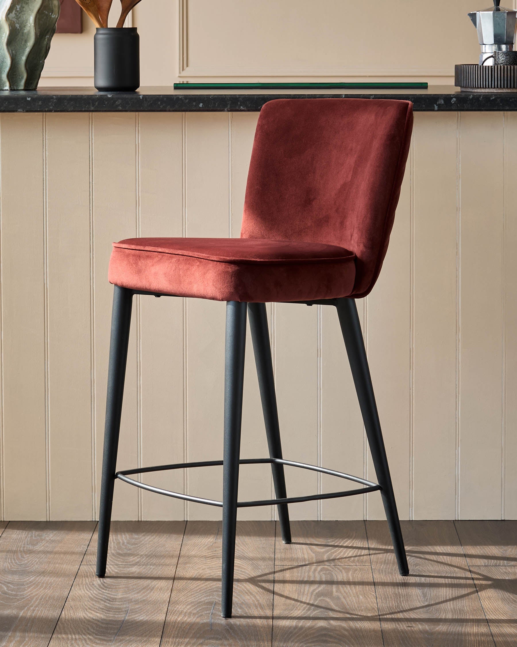 Serena toffee red velvet bar stool