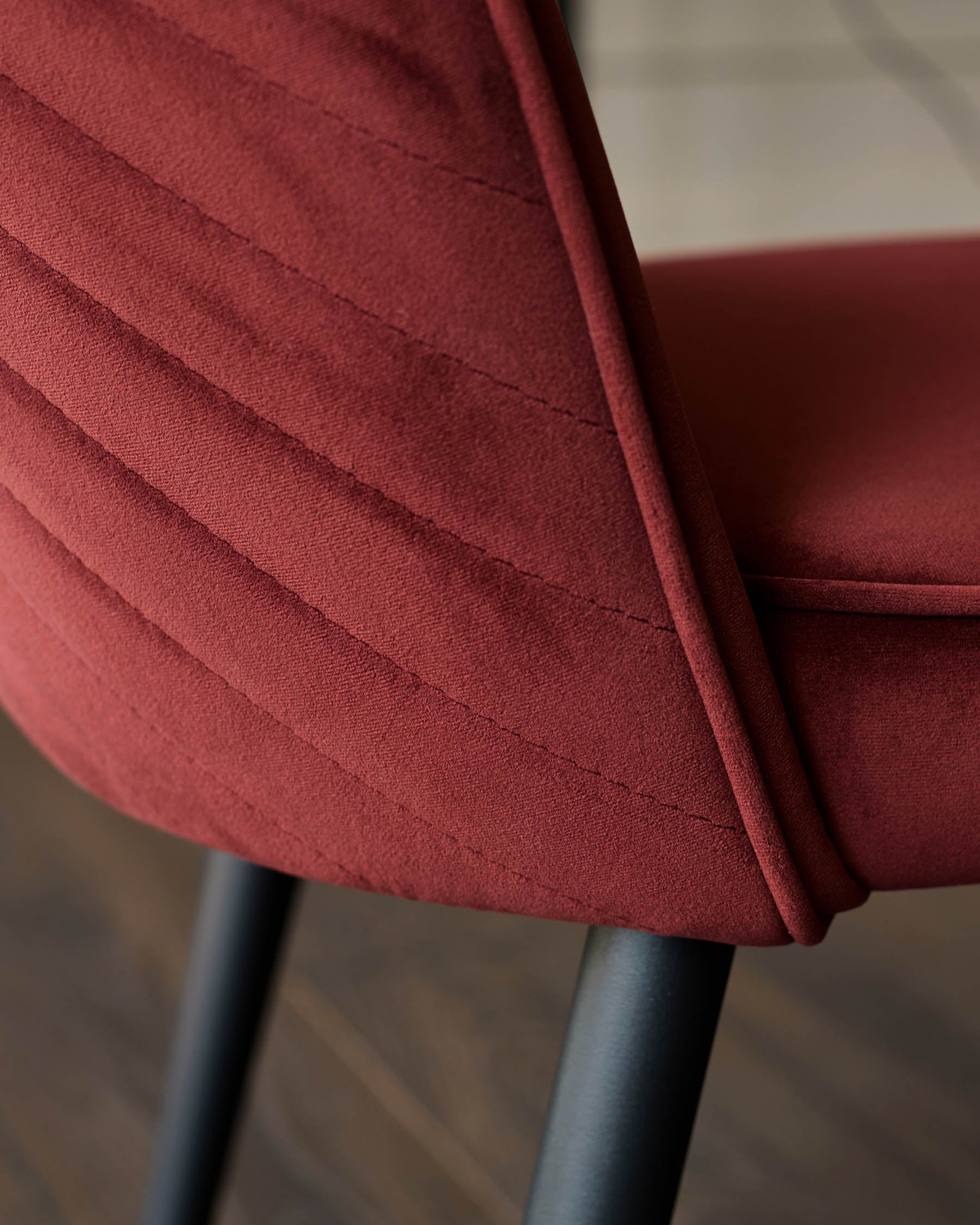 Serena toffee red velvet dining chair