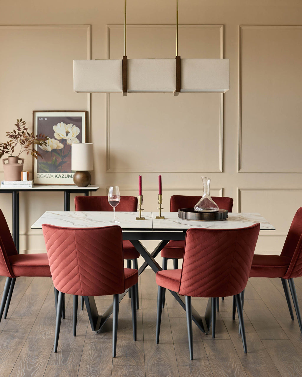 Serena toffee red velvet dining chair