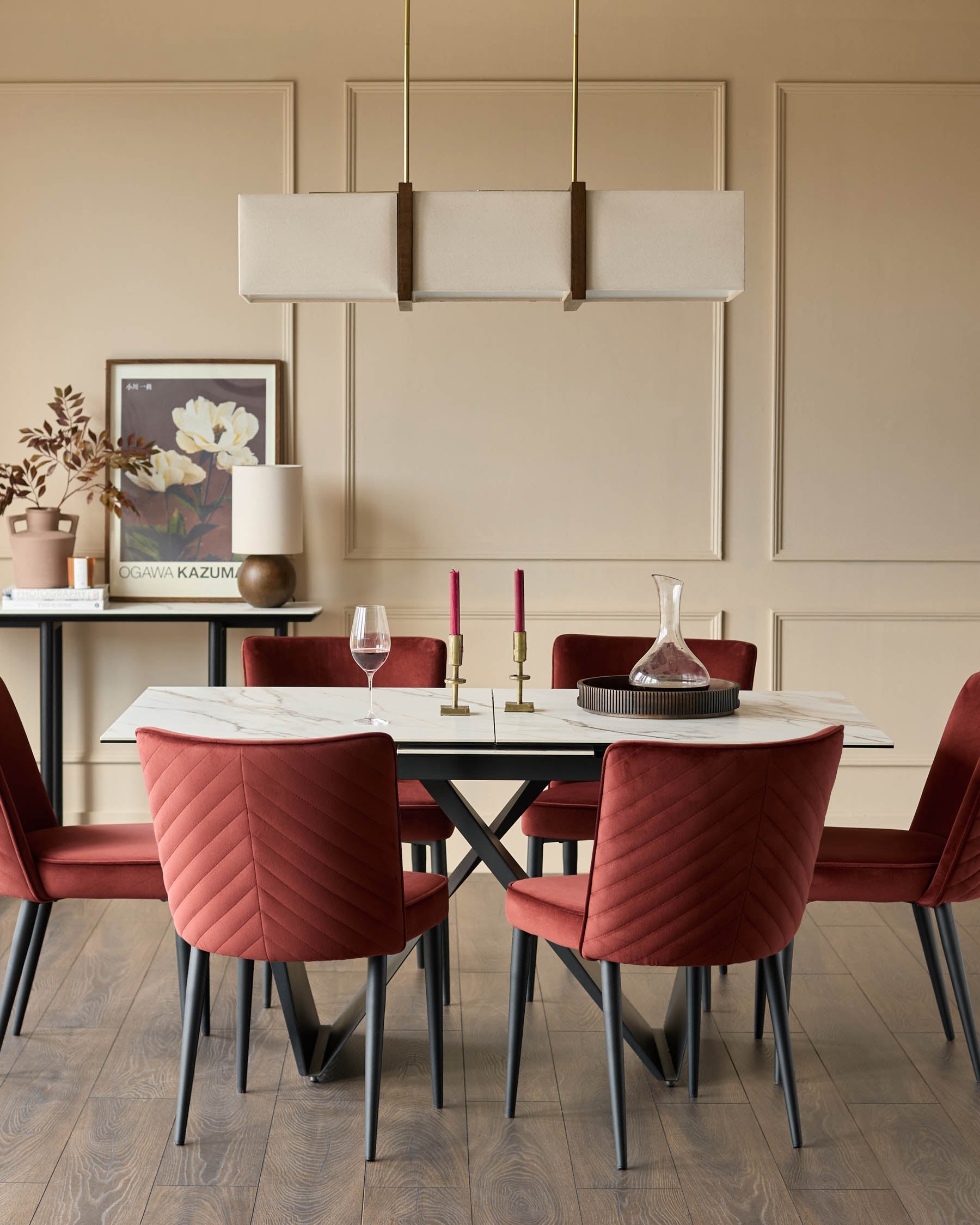 Serena toffee red velvet dining chair