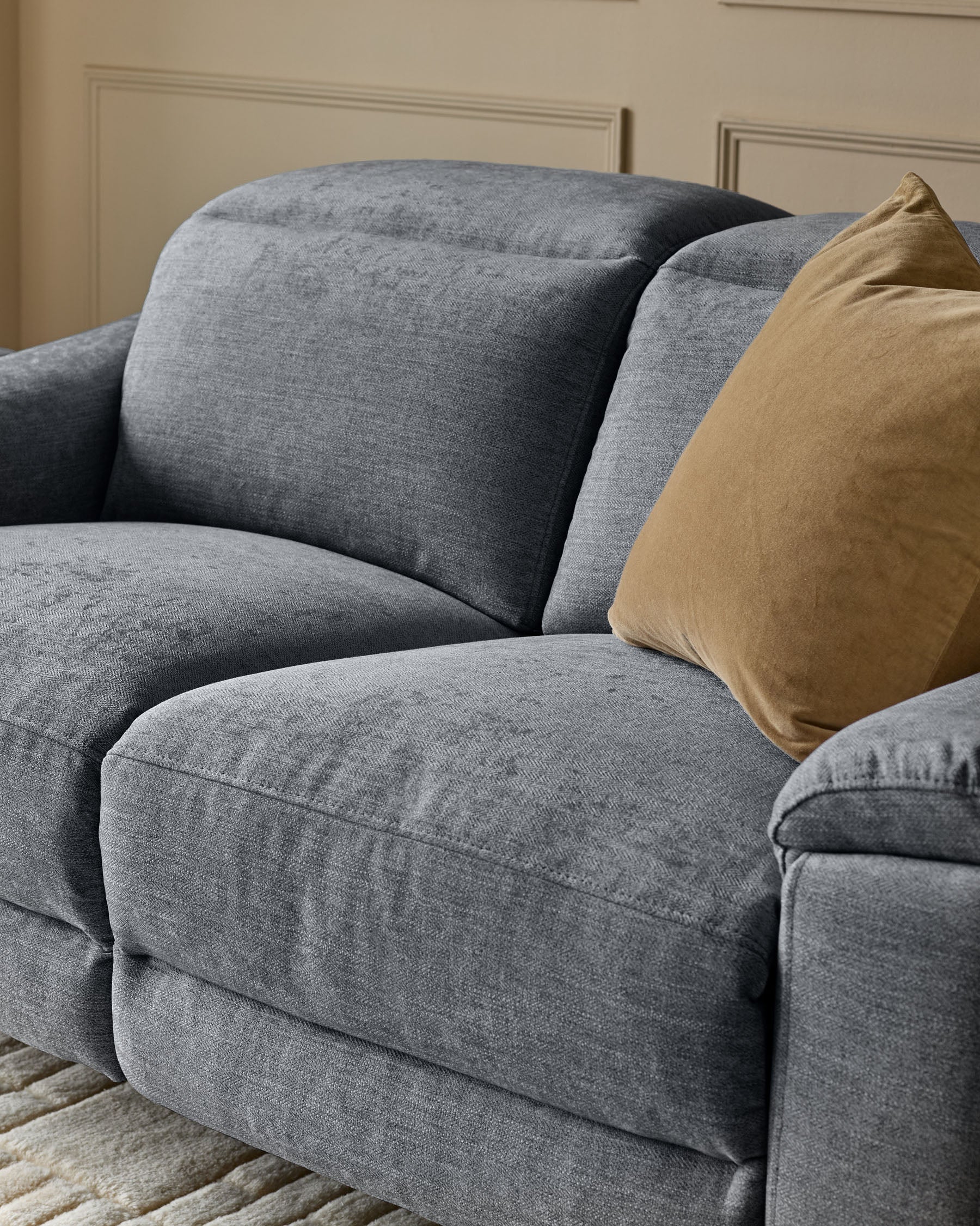Serene blue grey chenille 2 seater recliner sofa