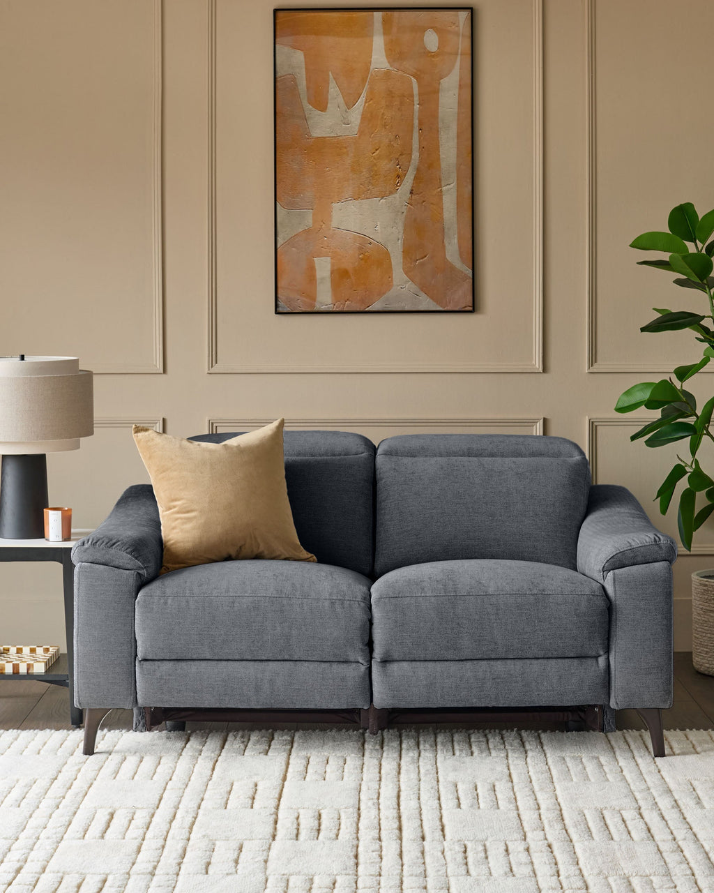 Serene blue grey chenille 2 seater recliner sofa