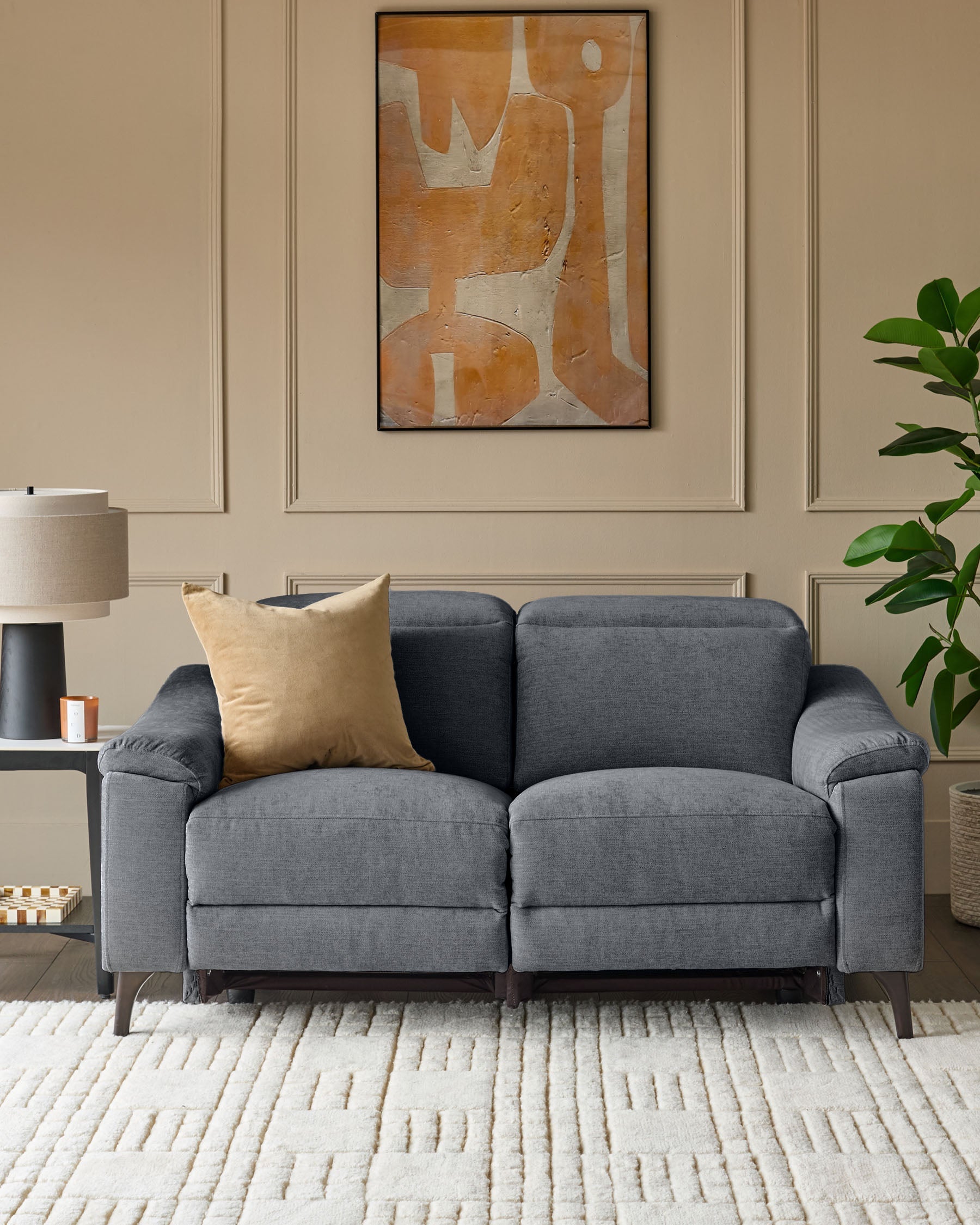 Serene blue grey chenille 2 seater recliner sofa