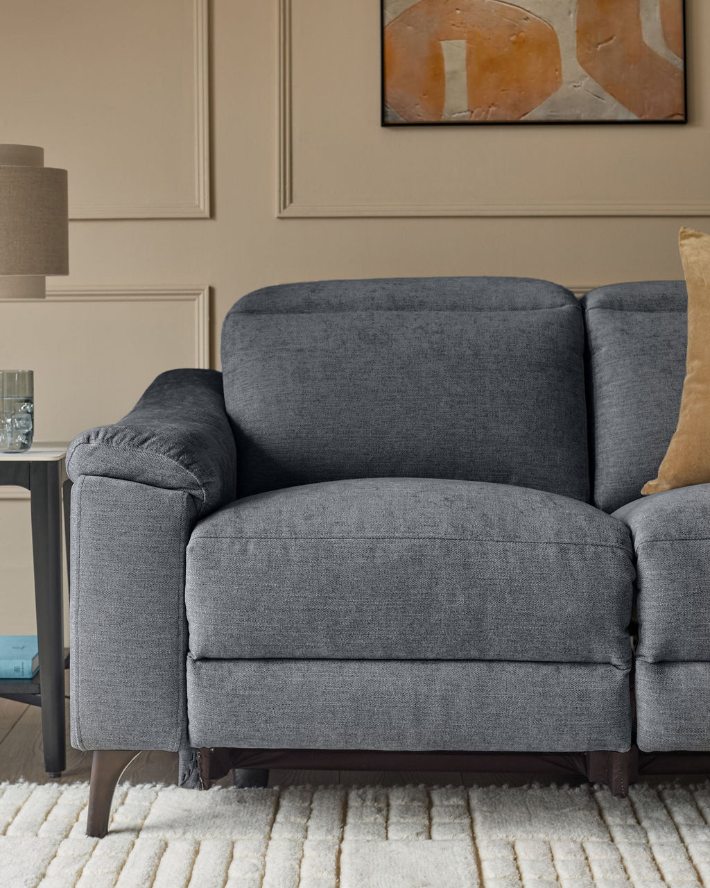 Serene blue grey chenille 2 seater recliner sofa