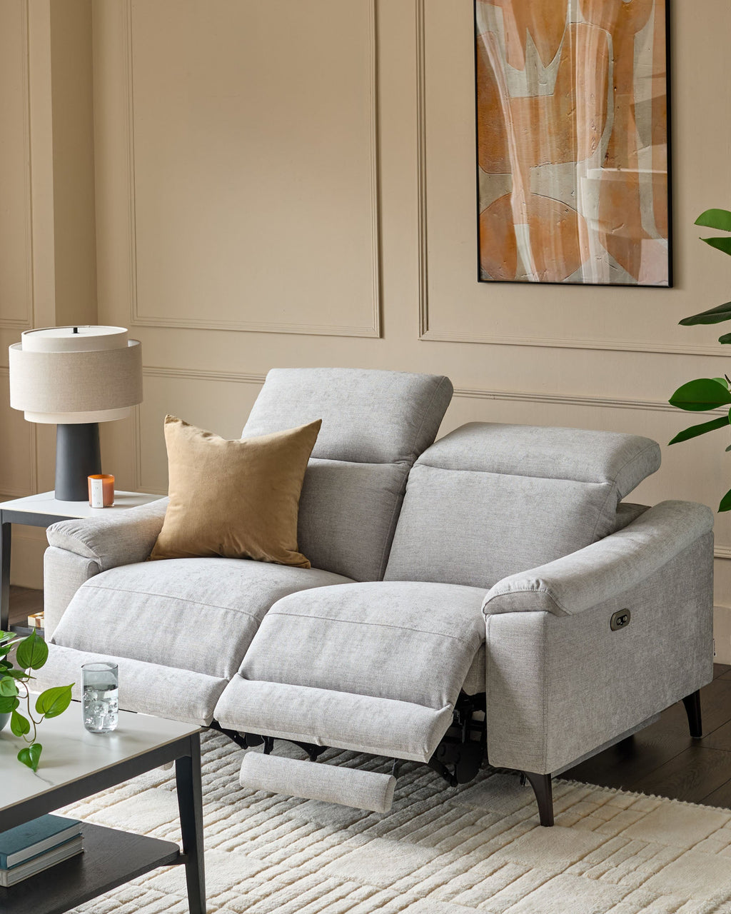 Serene Grey Fabric 2 Seater Recliner Sofa