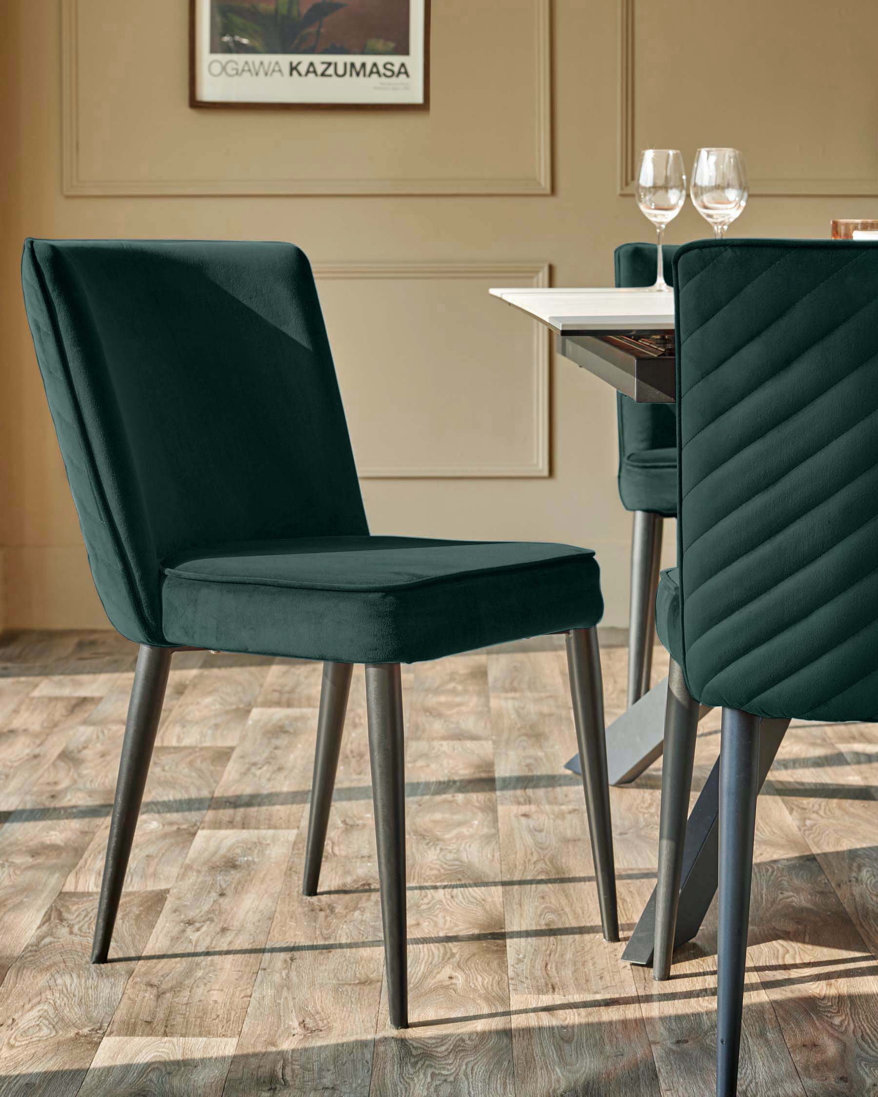 Serena dark green velvet dining chair
