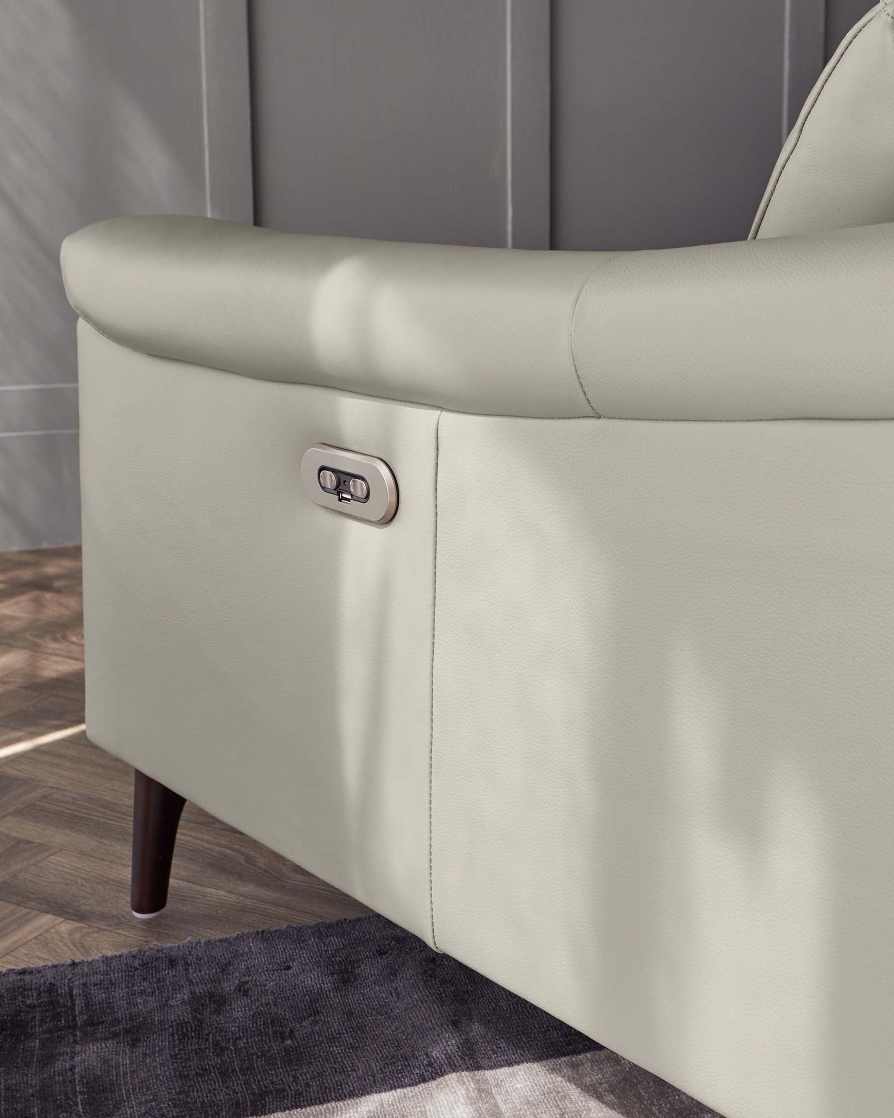 Serene Light Grey Leather 2 Seater Recliner Sofa