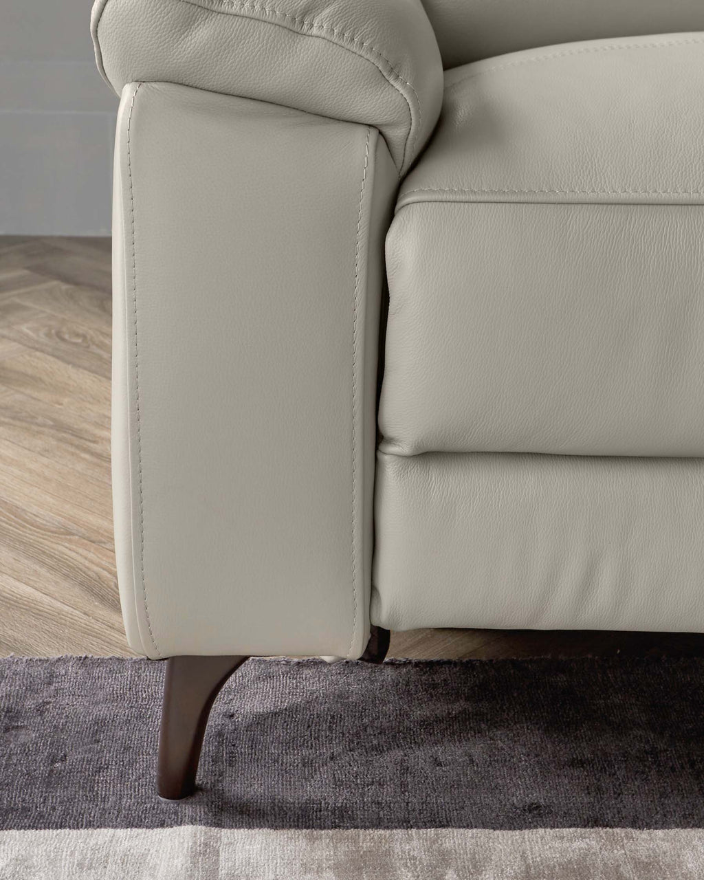 Serene Light Grey Leather 2 Seater Recliner Sofa