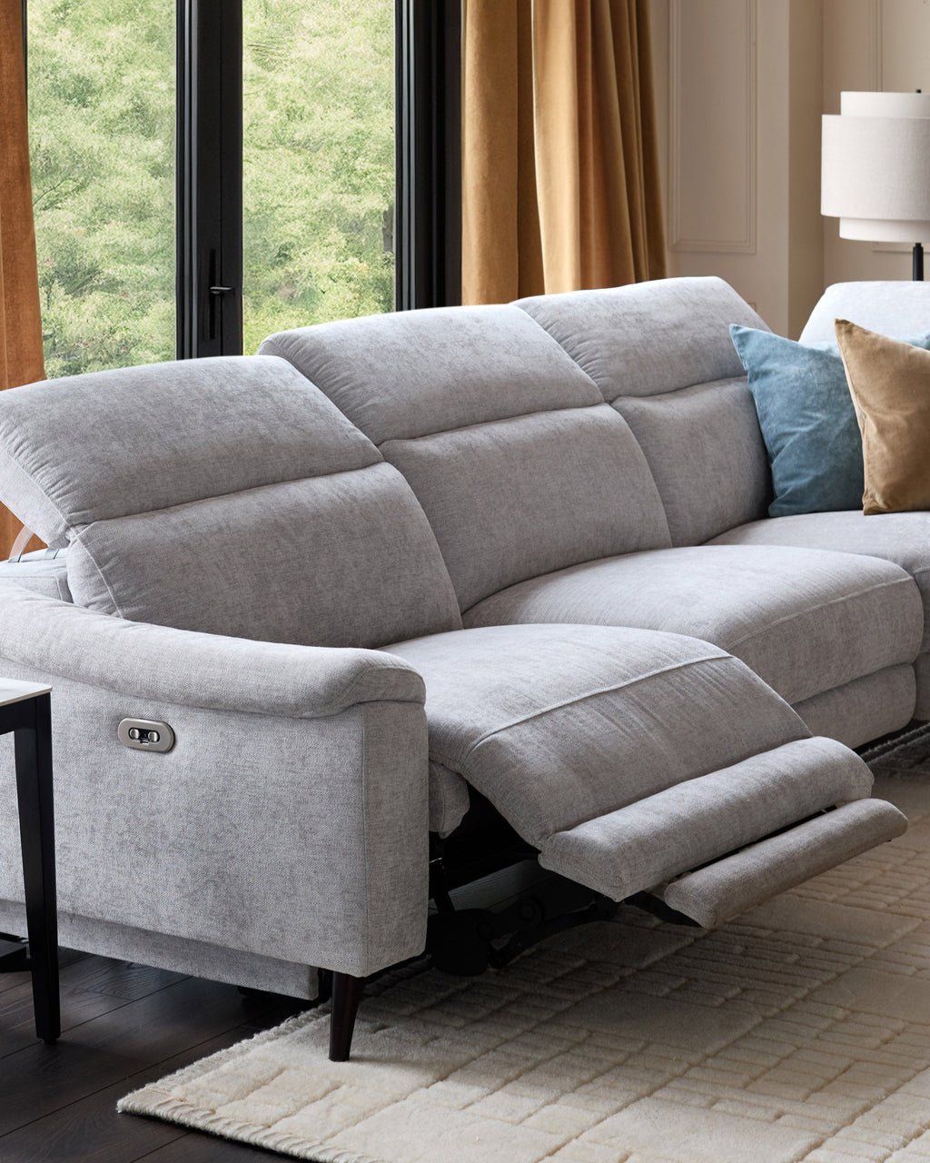 Serene Grey Fabric Recliner Right Corner Chaise Sofa