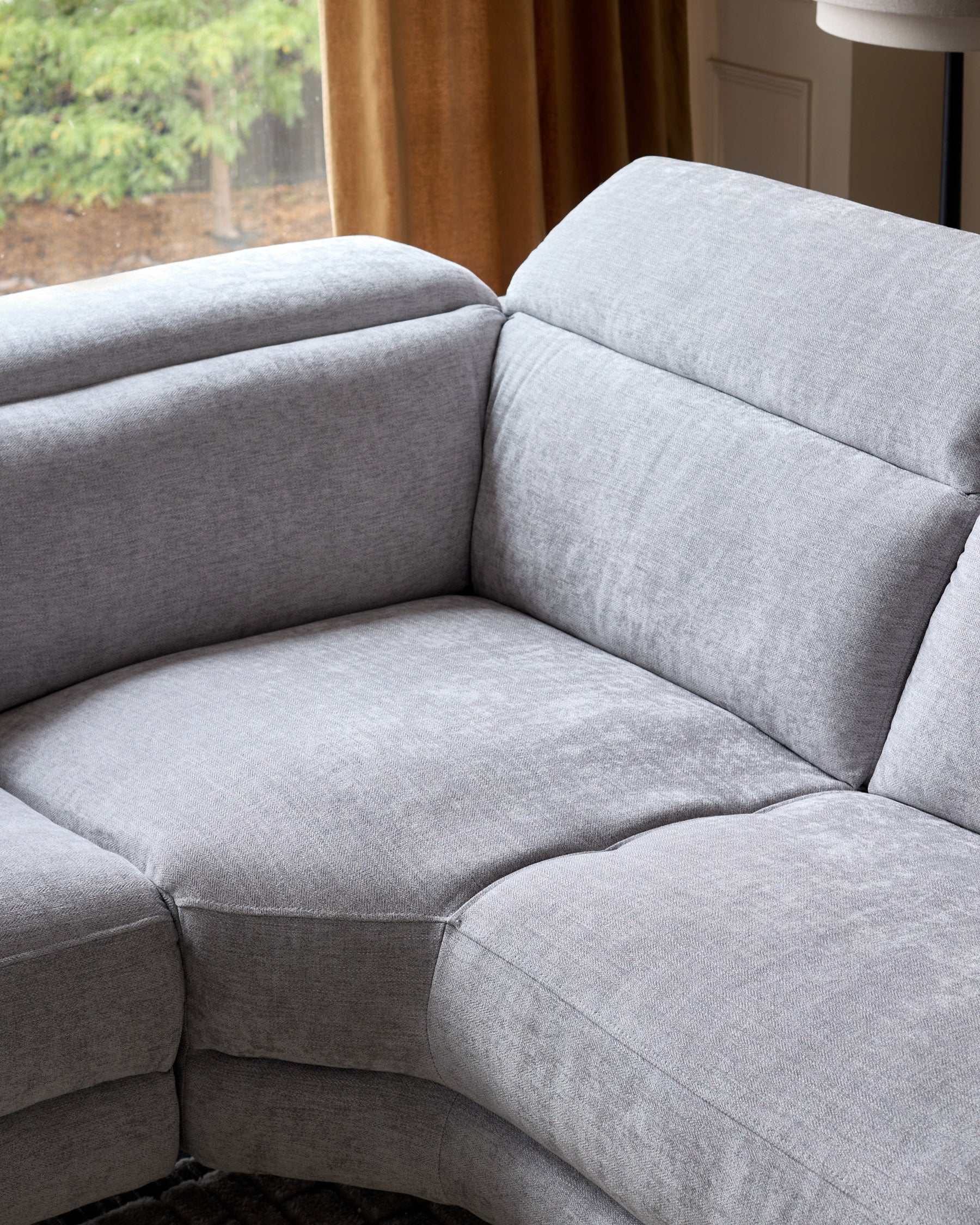 Serene Grey Fabric Recliner Left Corner Chaise Sofa