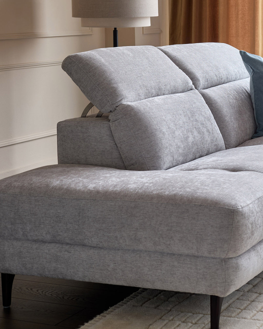 Serene Grey Fabric Recliner Left Corner Chaise Sofa