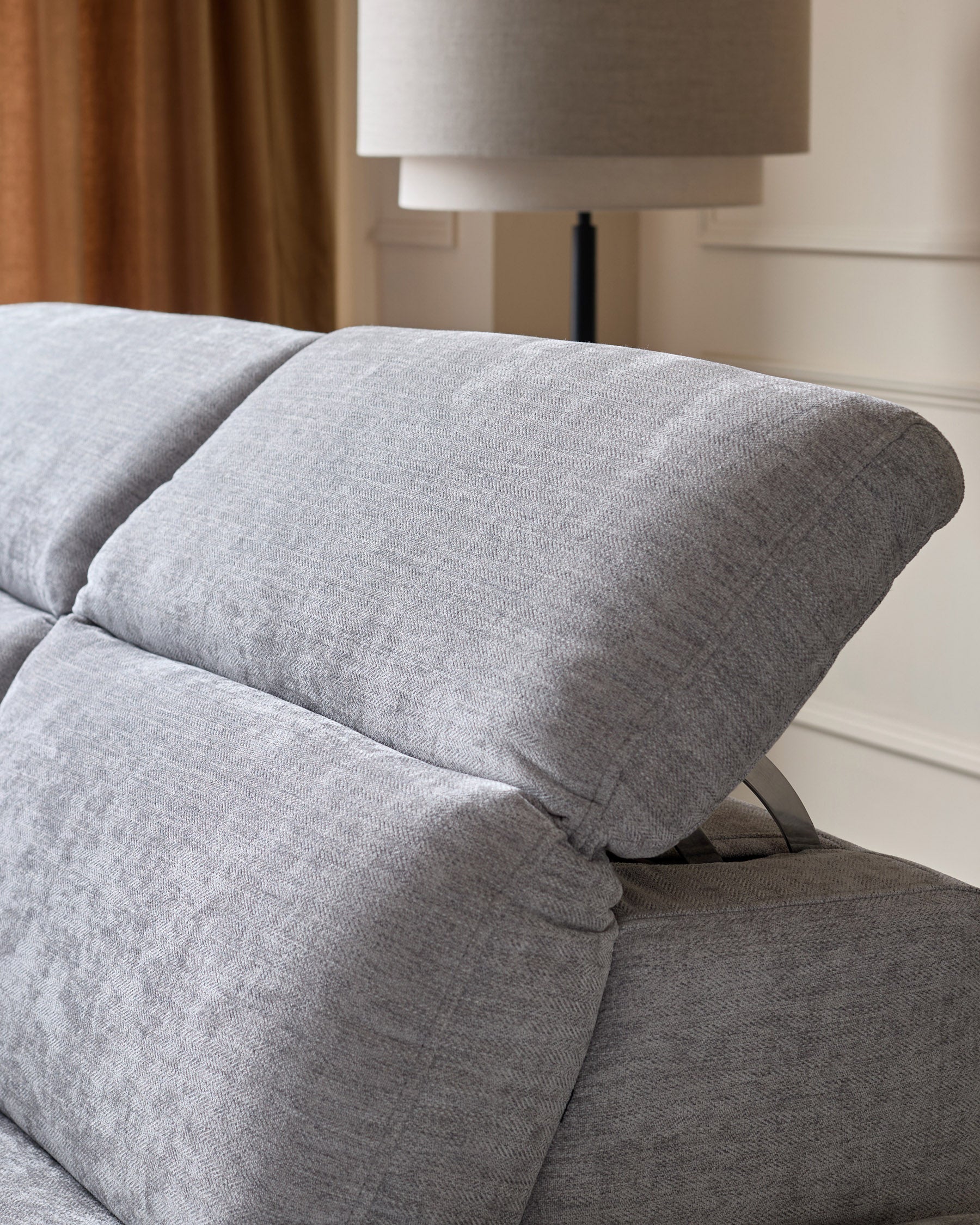 Serene Grey Fabric Recliner Left Corner Chaise Sofa