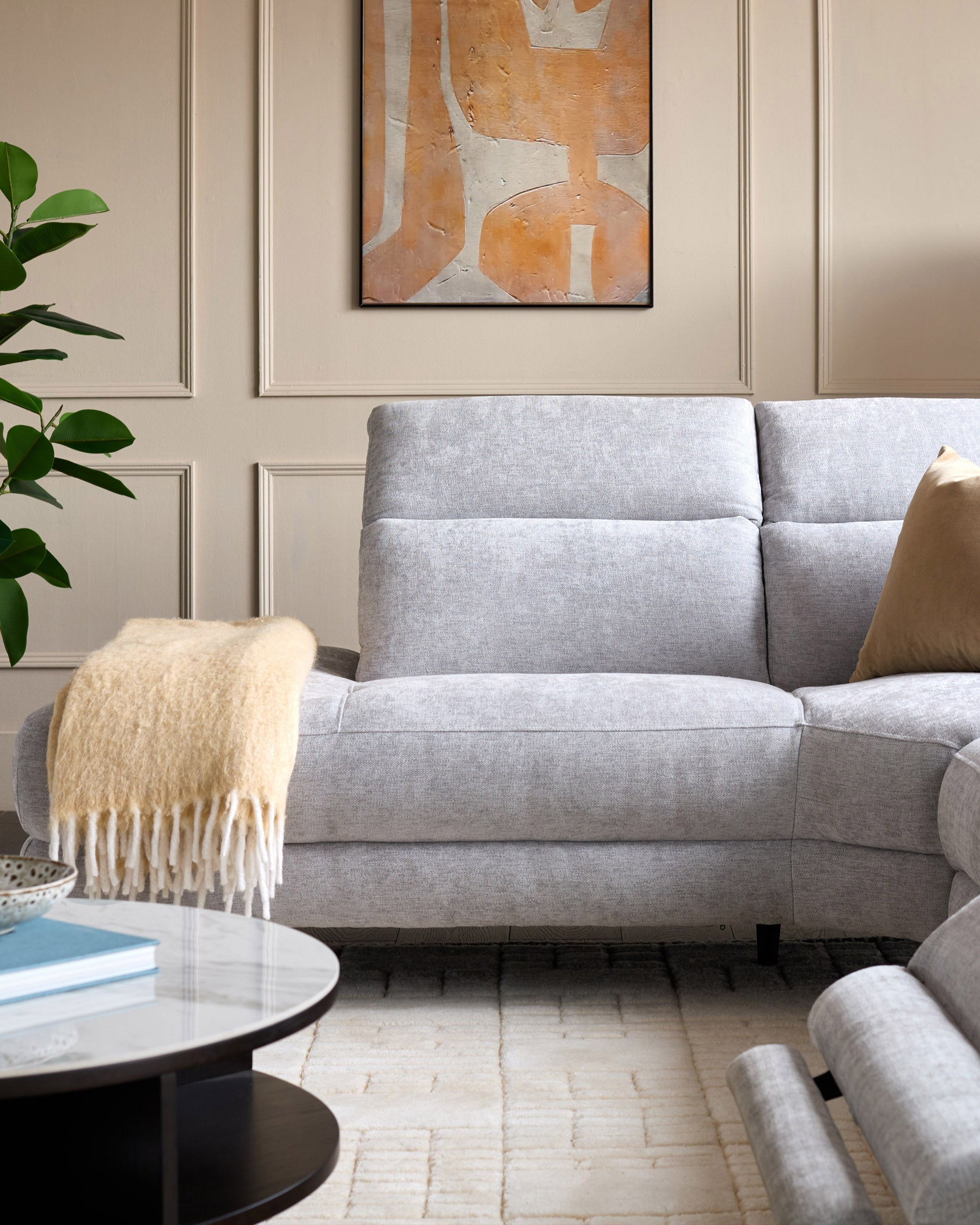 Serene Grey Fabric Recliner Left Corner Chaise Sofa