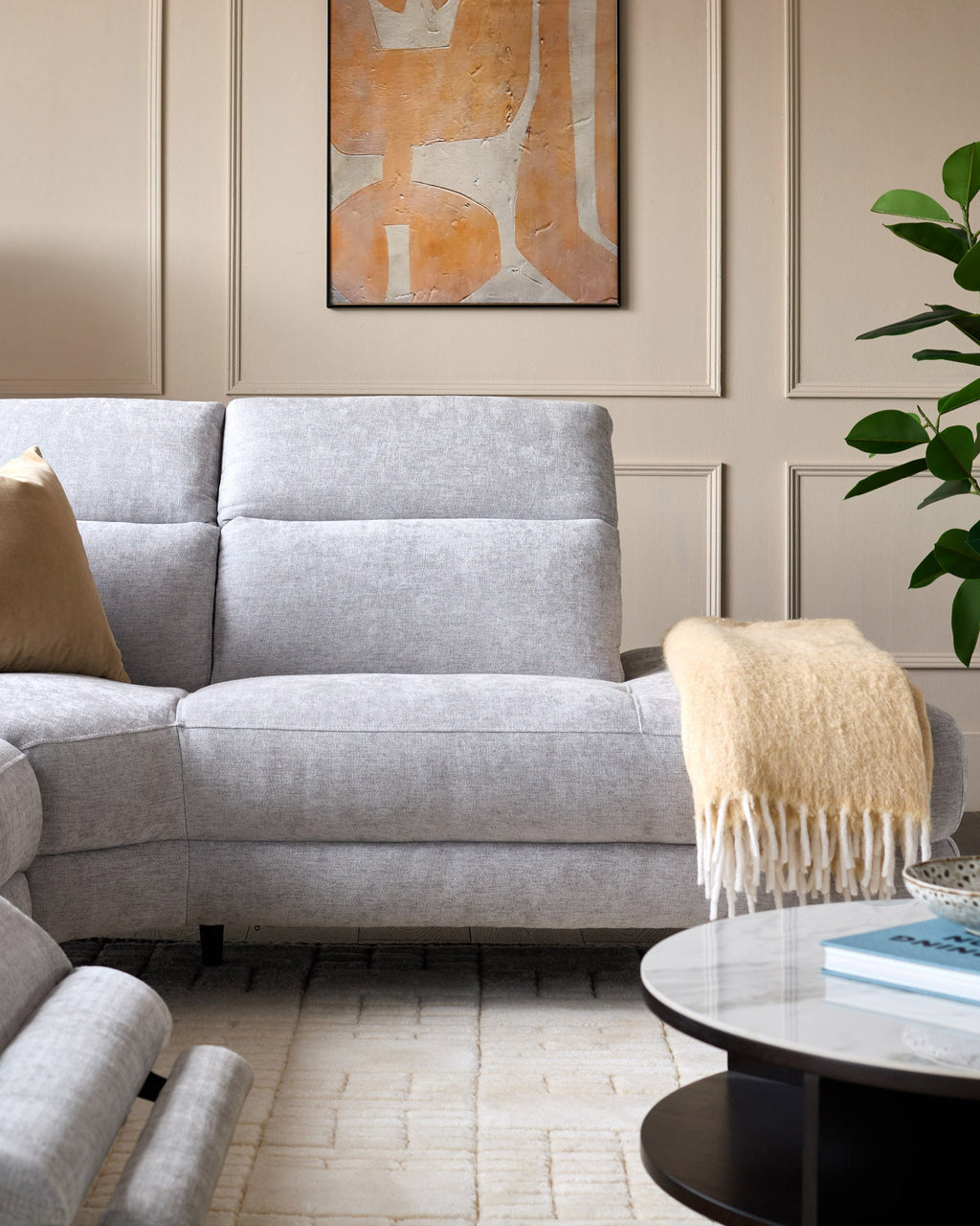 Serene Grey Fabric Recliner Right Corner Chaise Sofa